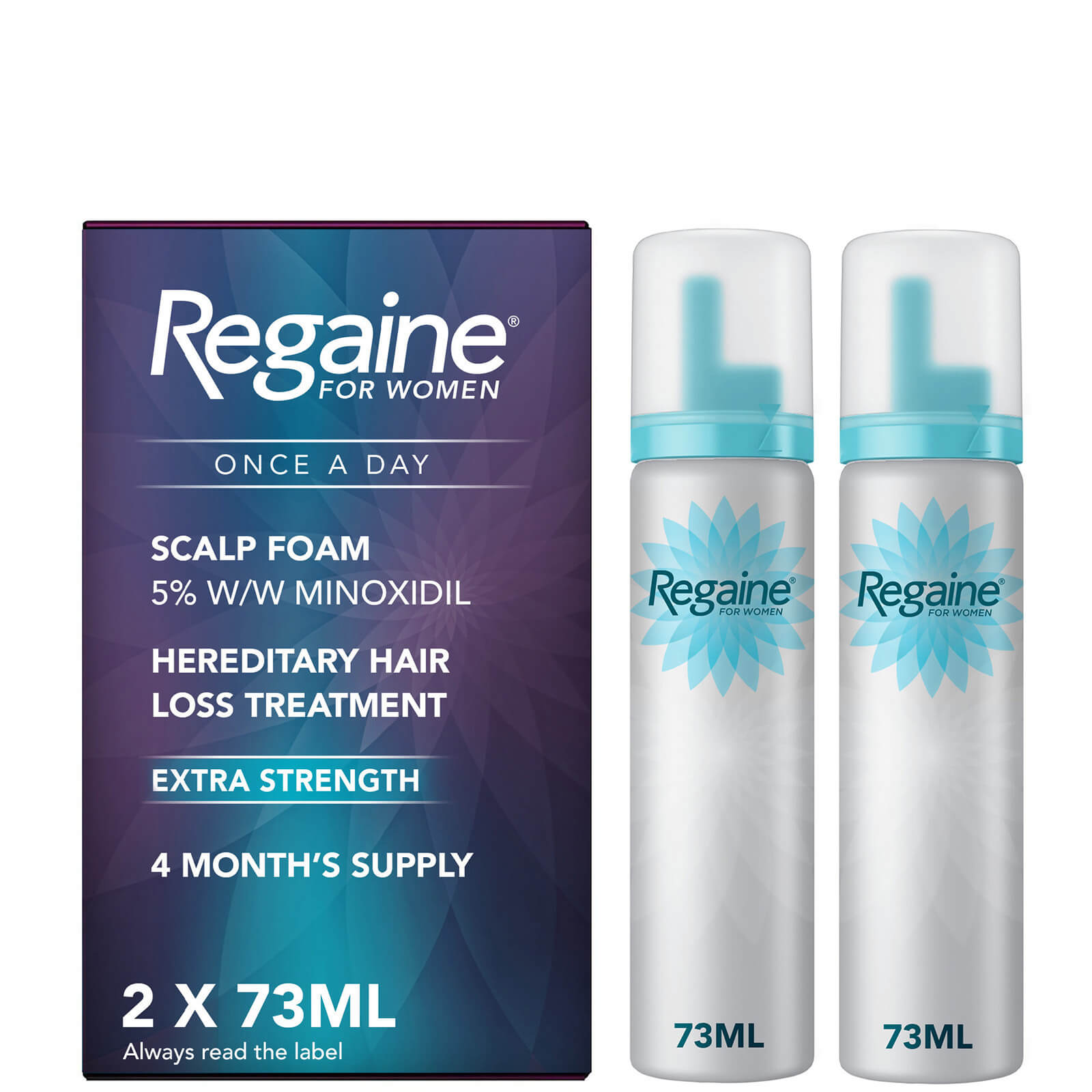 Regaine Women`s Once A Day Hair Loss and Regrowth Scalp Foam Treatment with Minoxidil 2 x 73ml lookfantastic.com imagine