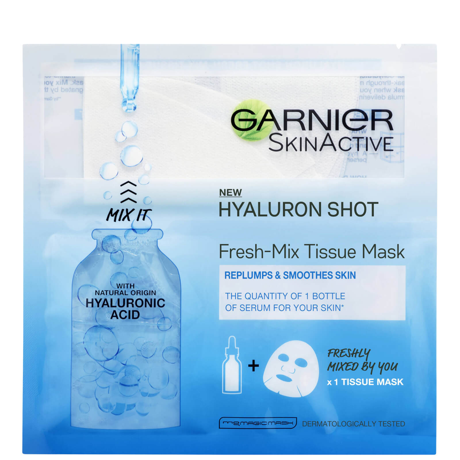 Photos - Facial Mask Garnier Fresh-Mix Replumping Face Sheet Shot Mask with Hyaluronic Acid 33g 