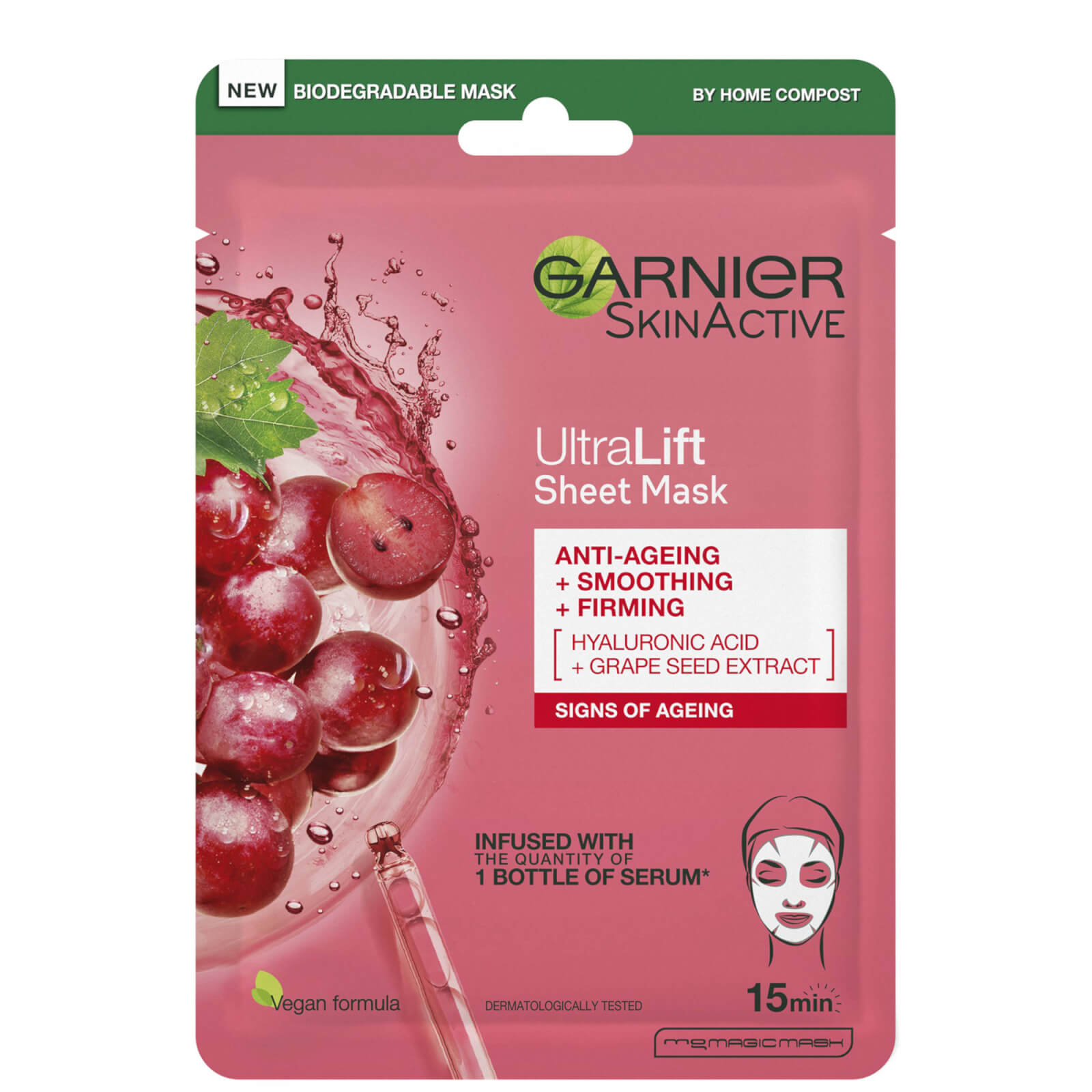 Photos - Facial Mask Garnier Ultralift Anti Ageing Radiance Boosting Face Sheet Mask 32g C60579 
