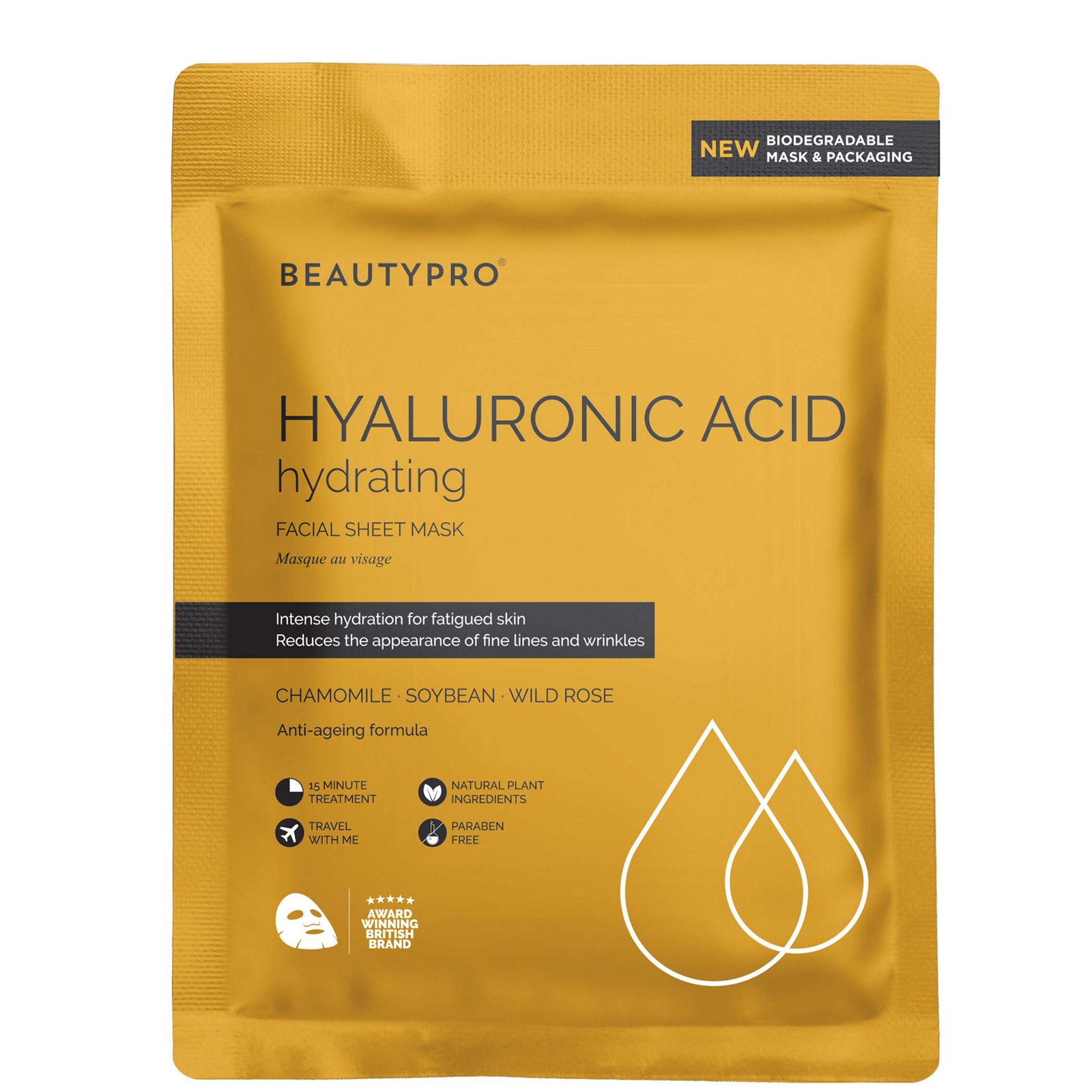 

BEAUTYPRO Hyaluronic Acid Hydrating Facial Sheet Mask
