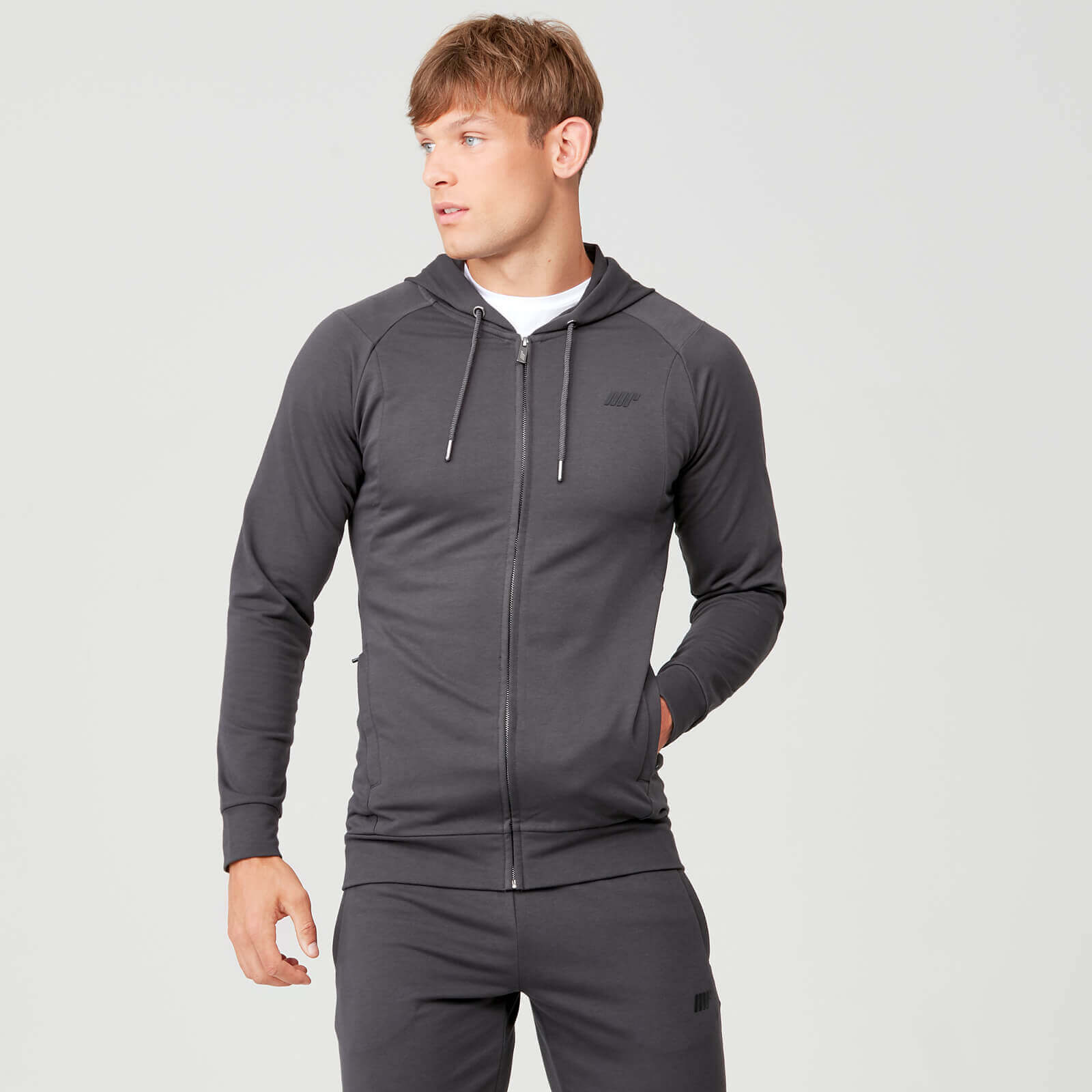 Slim fit grey hoodie clearance