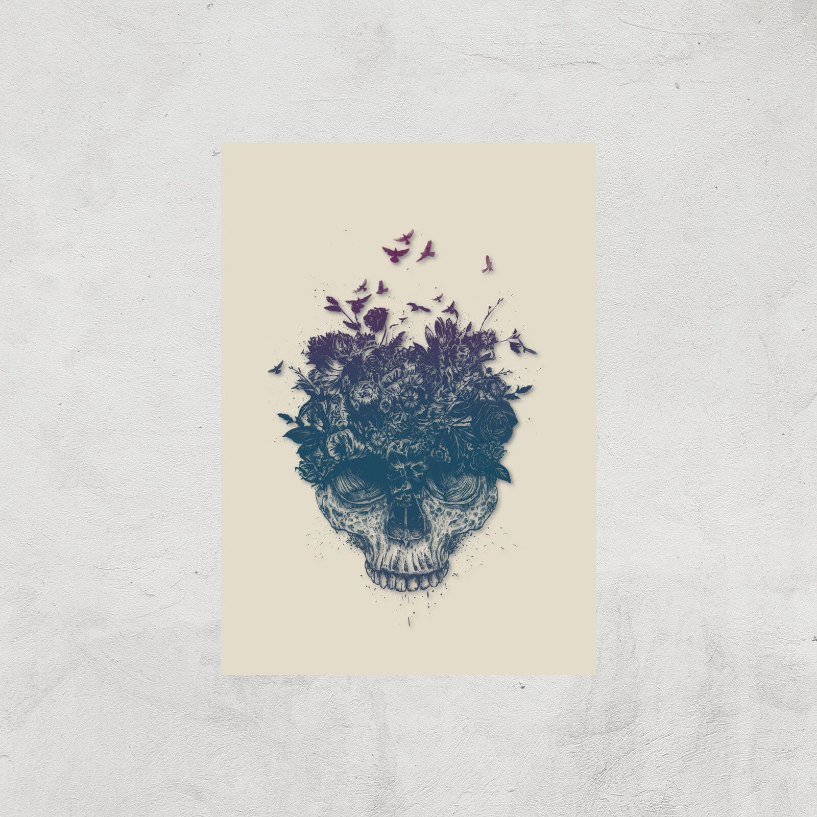 Balazs Solti Skulls and Flowers Art Print - A3 - Print Only