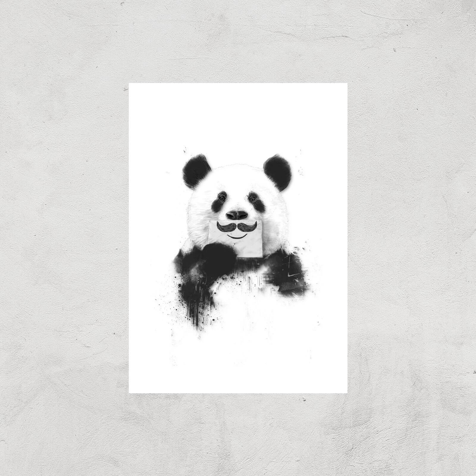 Balazs Solti Moustache and Panda Art Print - A4 - Print Only