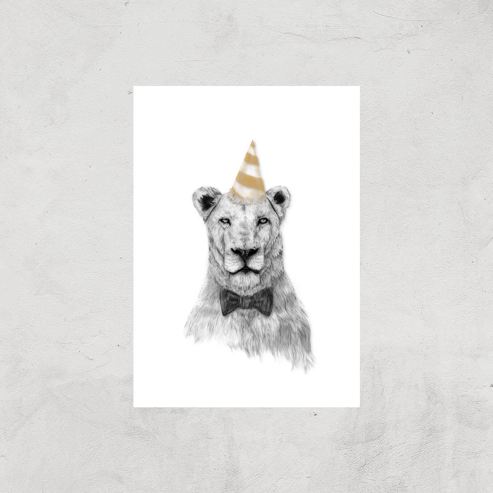 Balazs Solti Party Lion Art Print - A4 - Print Only