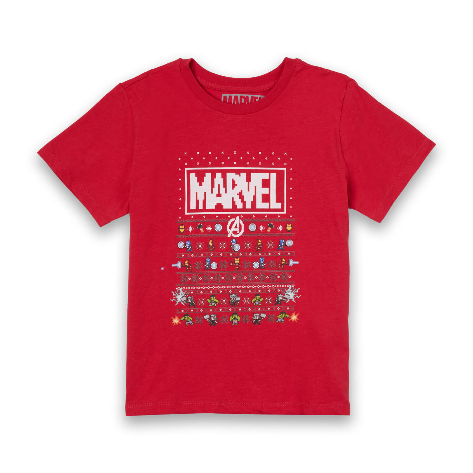 Marvel Avengers Pixel Art Kinder T-Shirt - Rood - 134/140 (9-10 jaar)