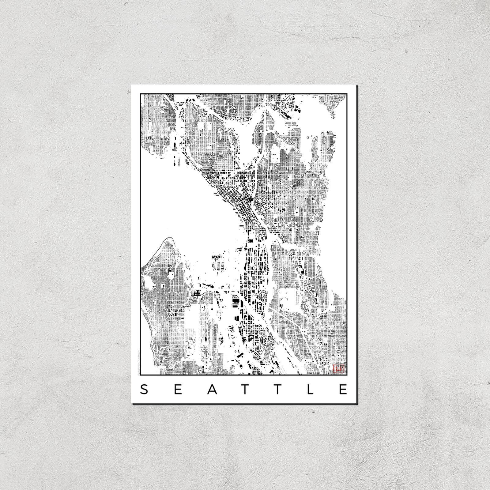 

Affiche Carte de Seattle (Noir et Blanc) - A3 - Print Only
