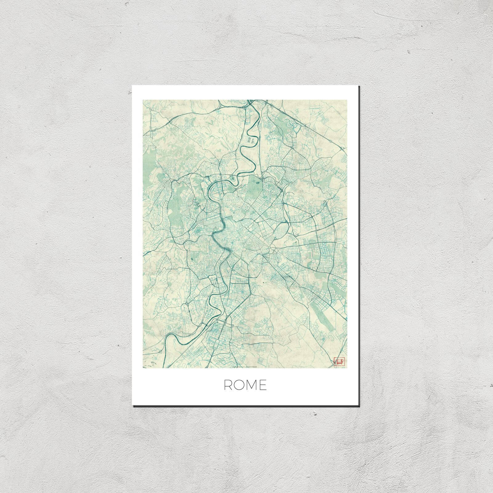 City Art Coloured Rome Map Art Print - A3 - Print Only