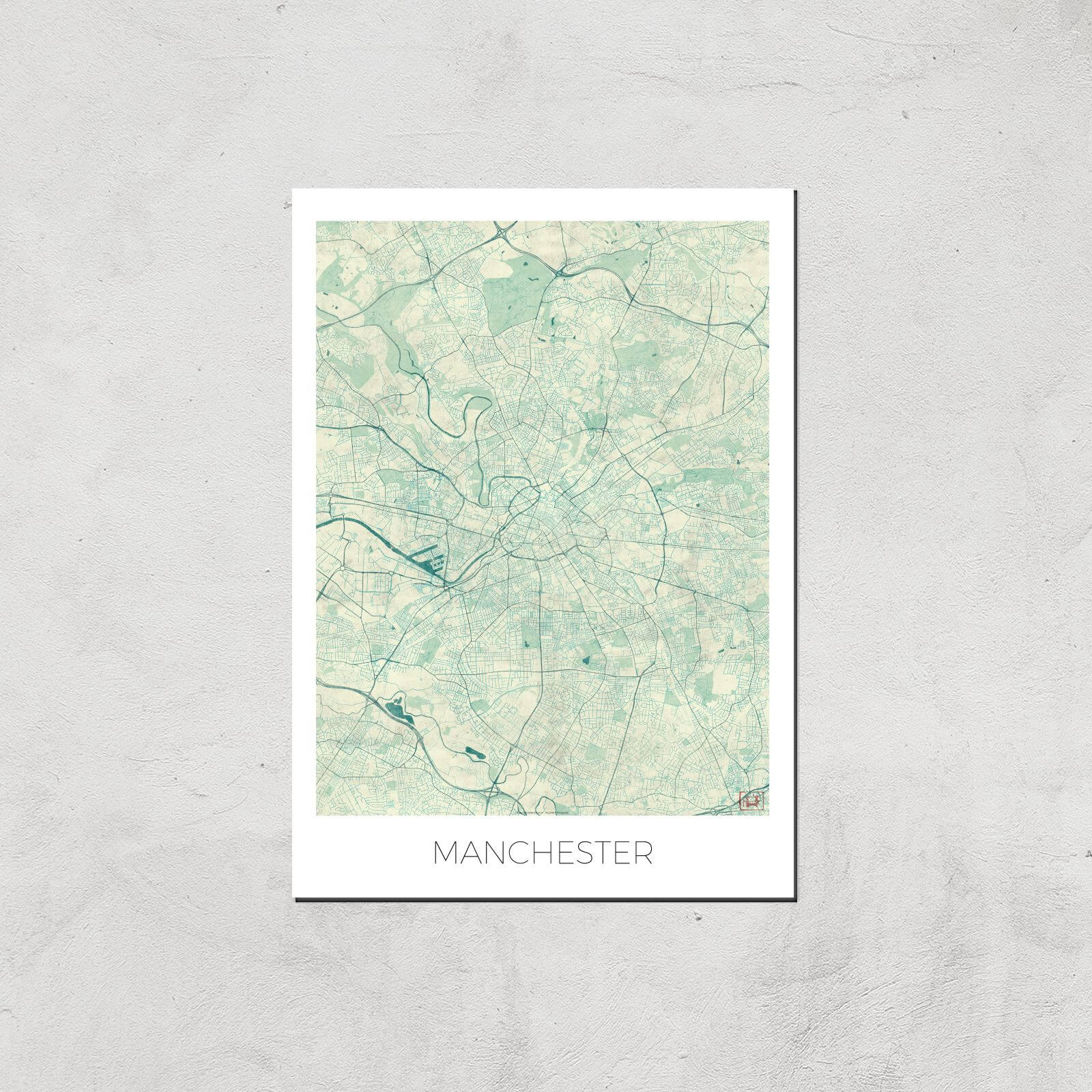 City Art Coloured Manchester Map Art Print - A4 - Print Only