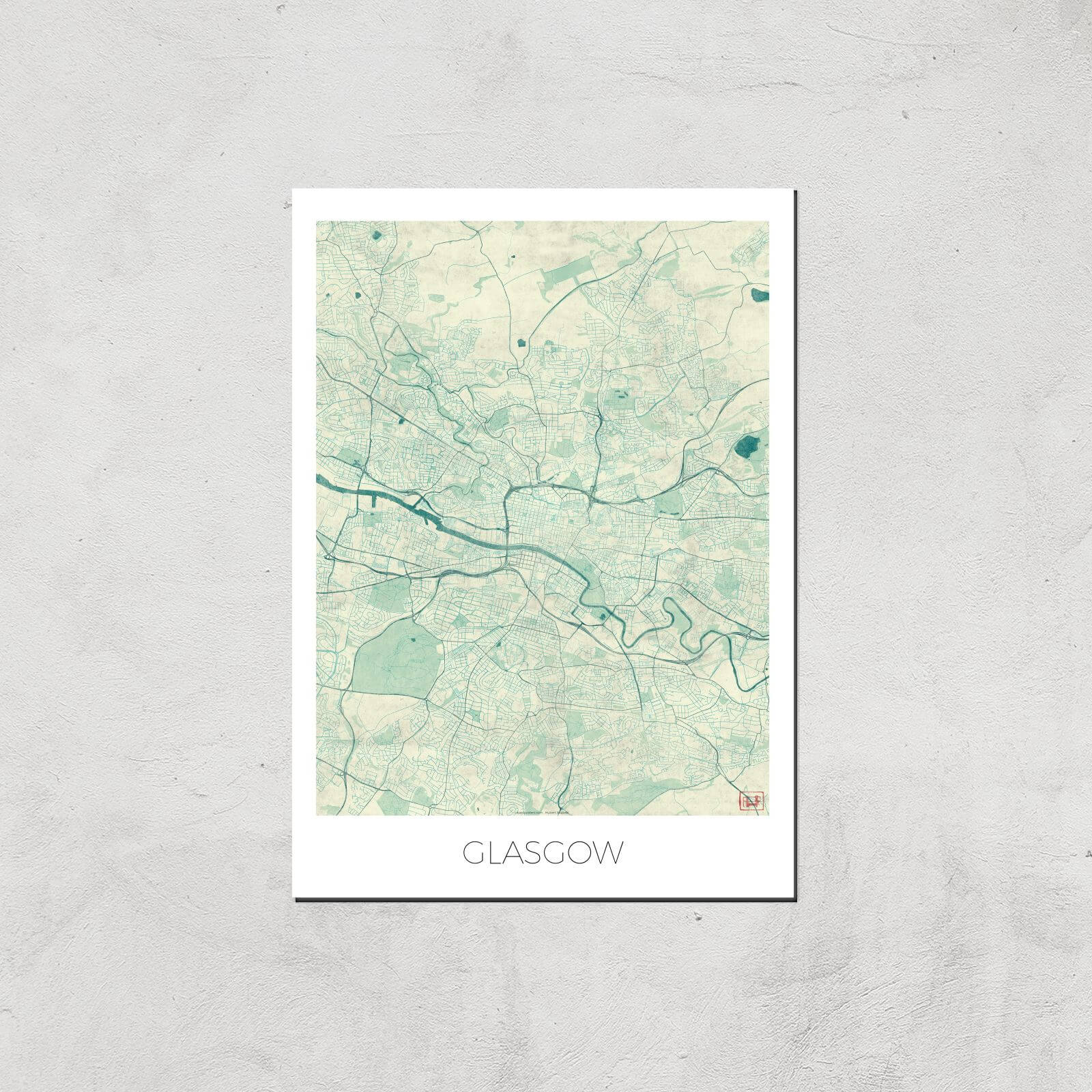 City Art Coloured Glasgow Map Art Print - A3 - Print Only