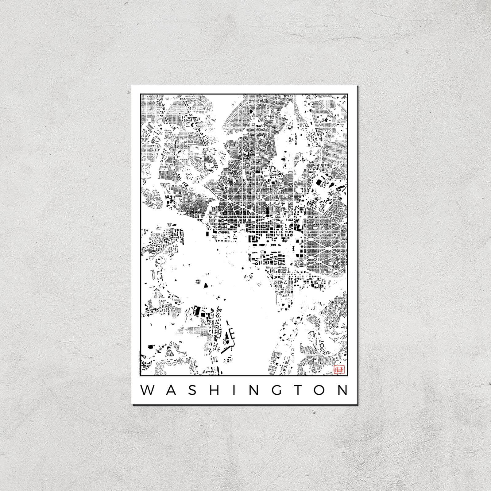 

Affiche Carte de Washington (Noir et Blanc) - A4 - Print Only