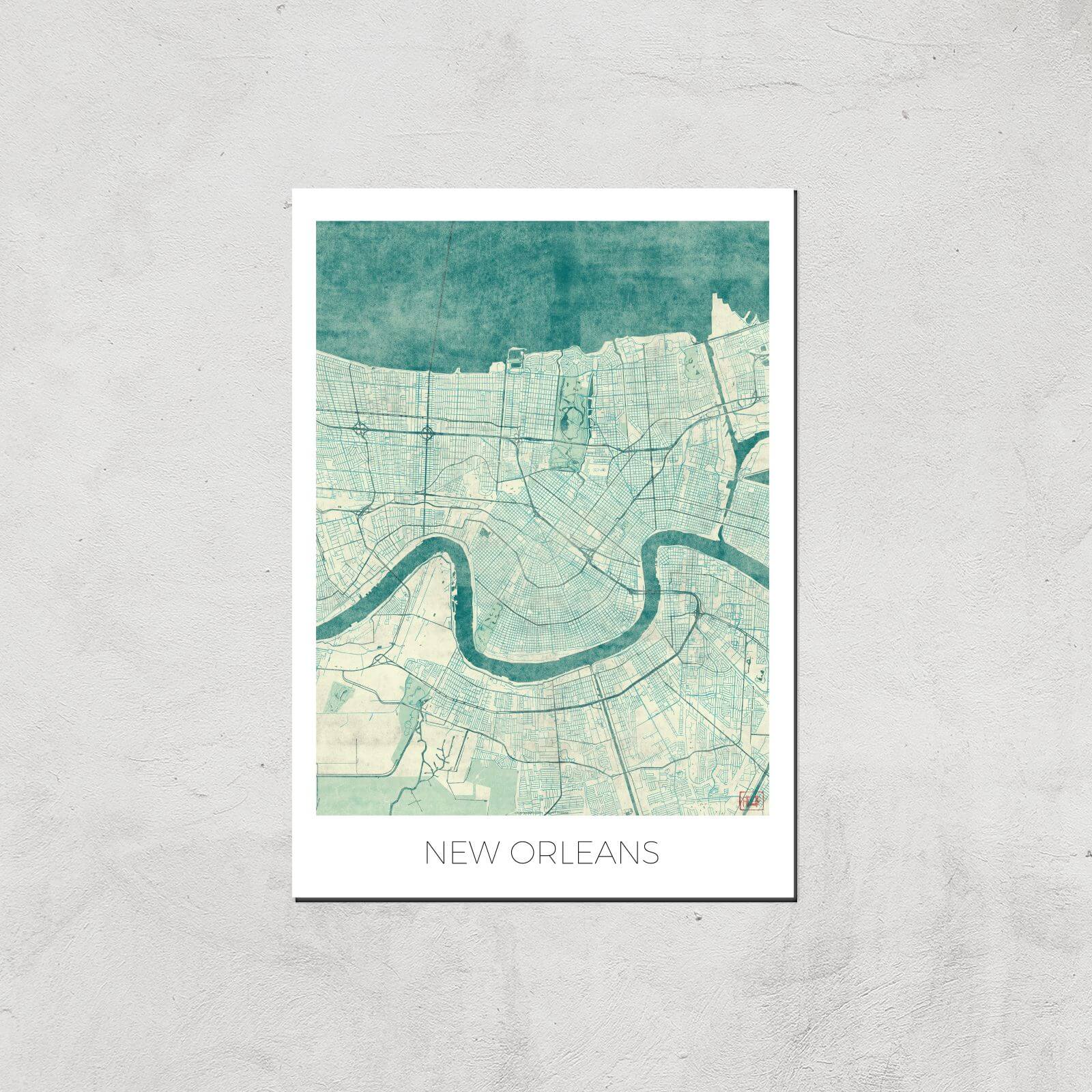 City Art Coloured New Orleans Map Art Print - A4 - Print Only