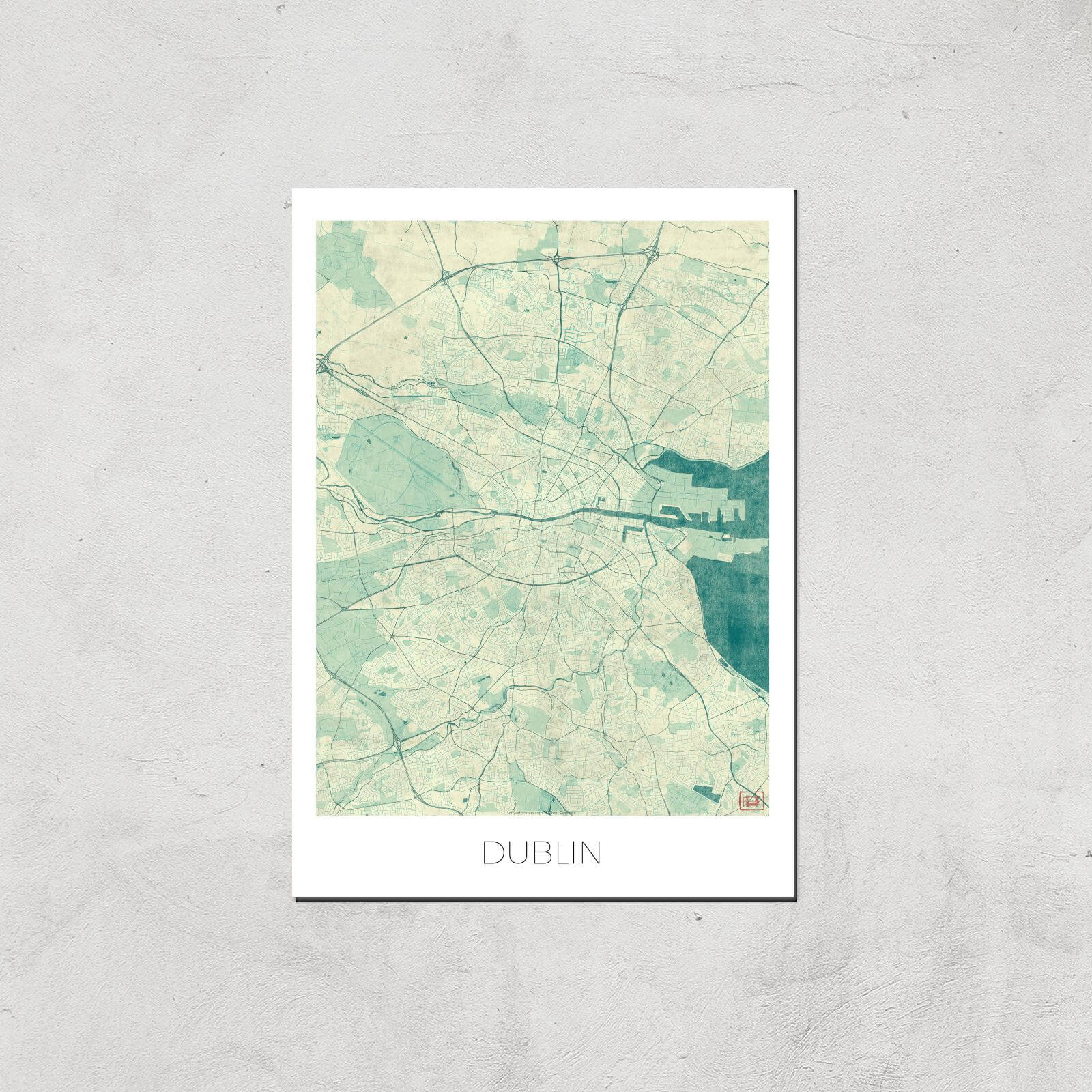 City Art Coloured Dublin Map Art Print - A3 - Print Only