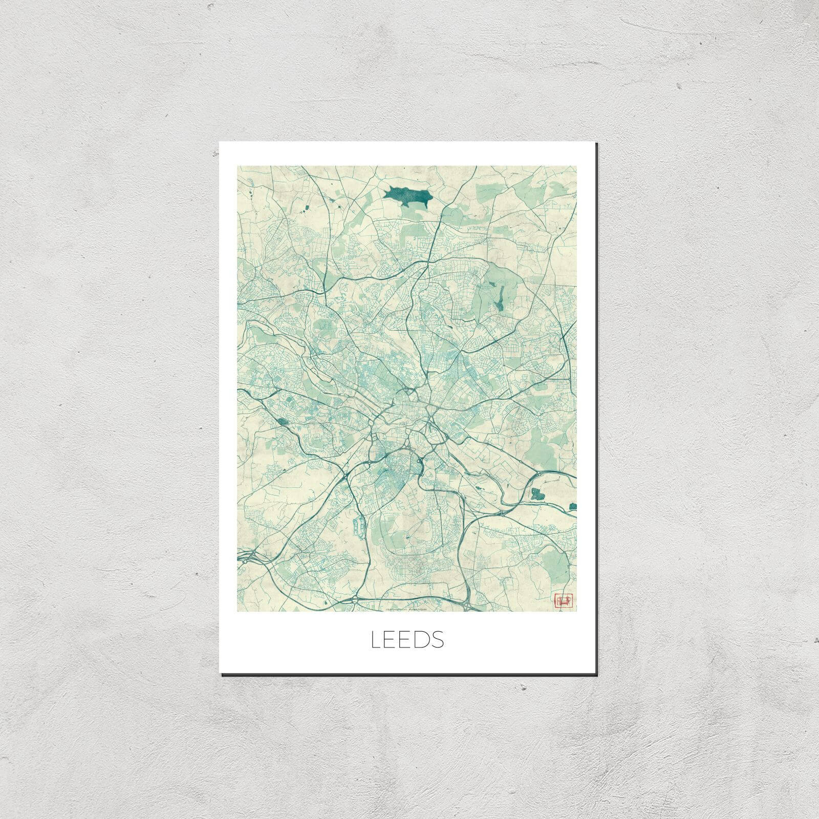 City Art Coloured Leeds Map Art Print - A3 - Print Only