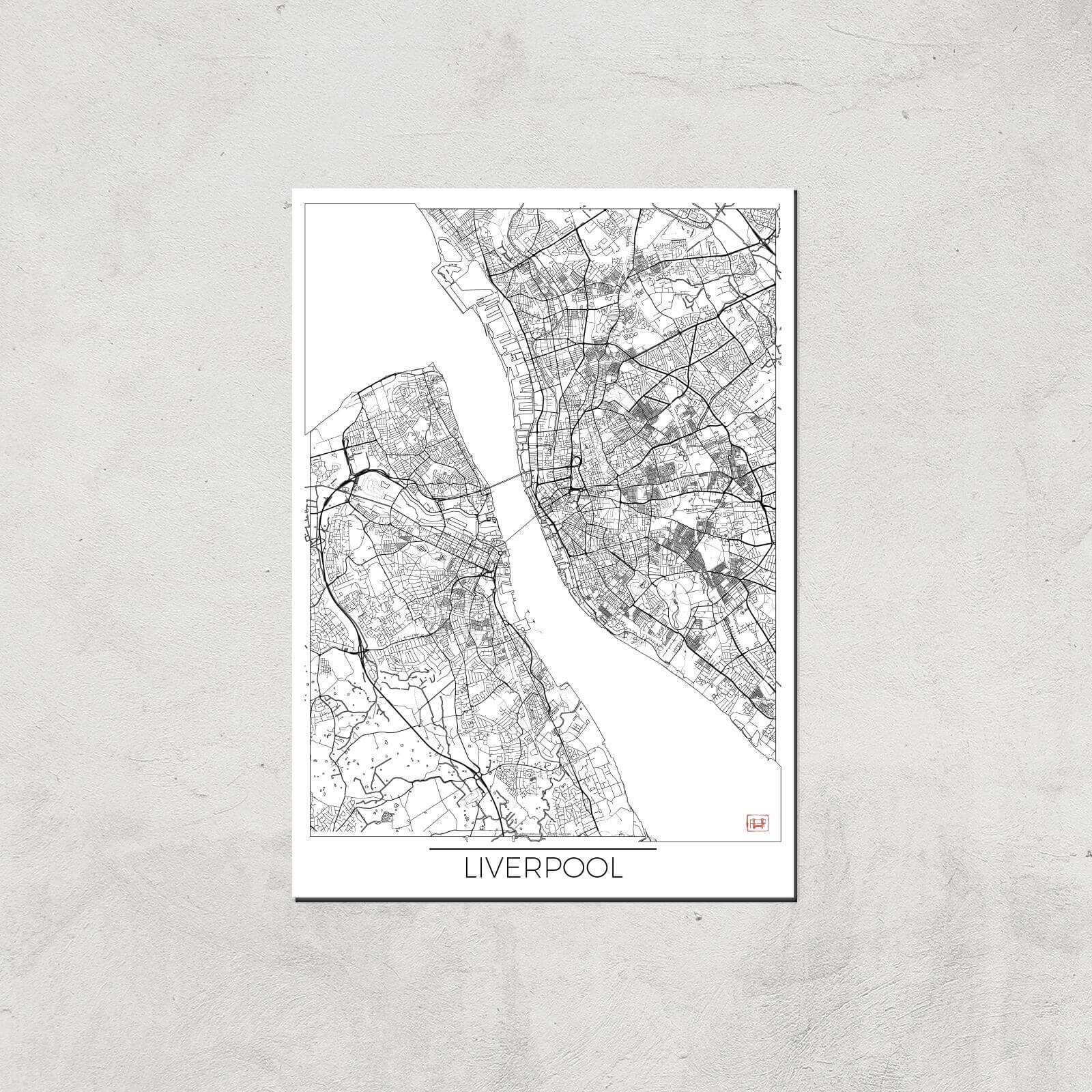 

Affiche Carte de Liverpool (Noir et Blanc) - A3 - Print Only