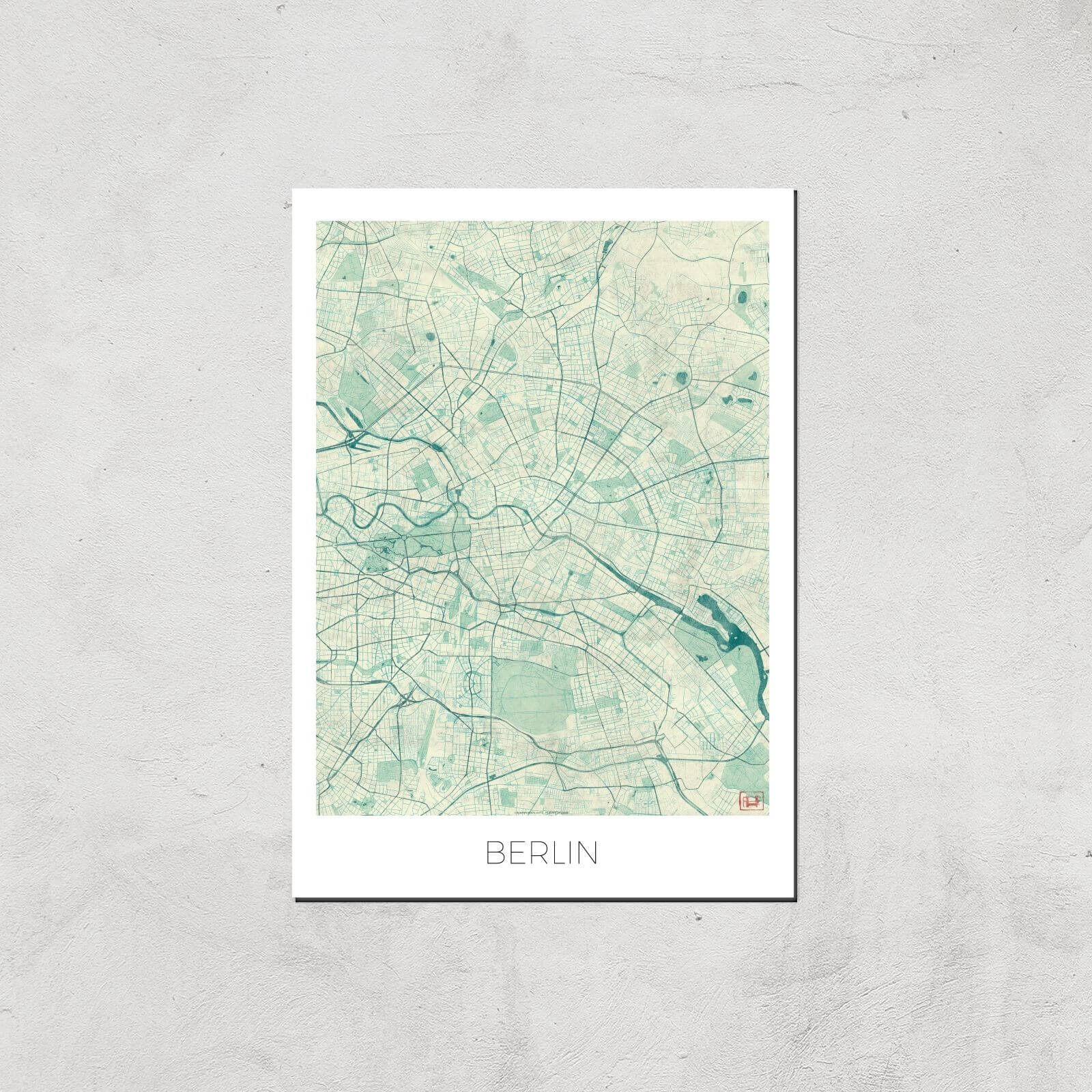 City Art Coloured Berlin Map Art Print - A4 - Print Only