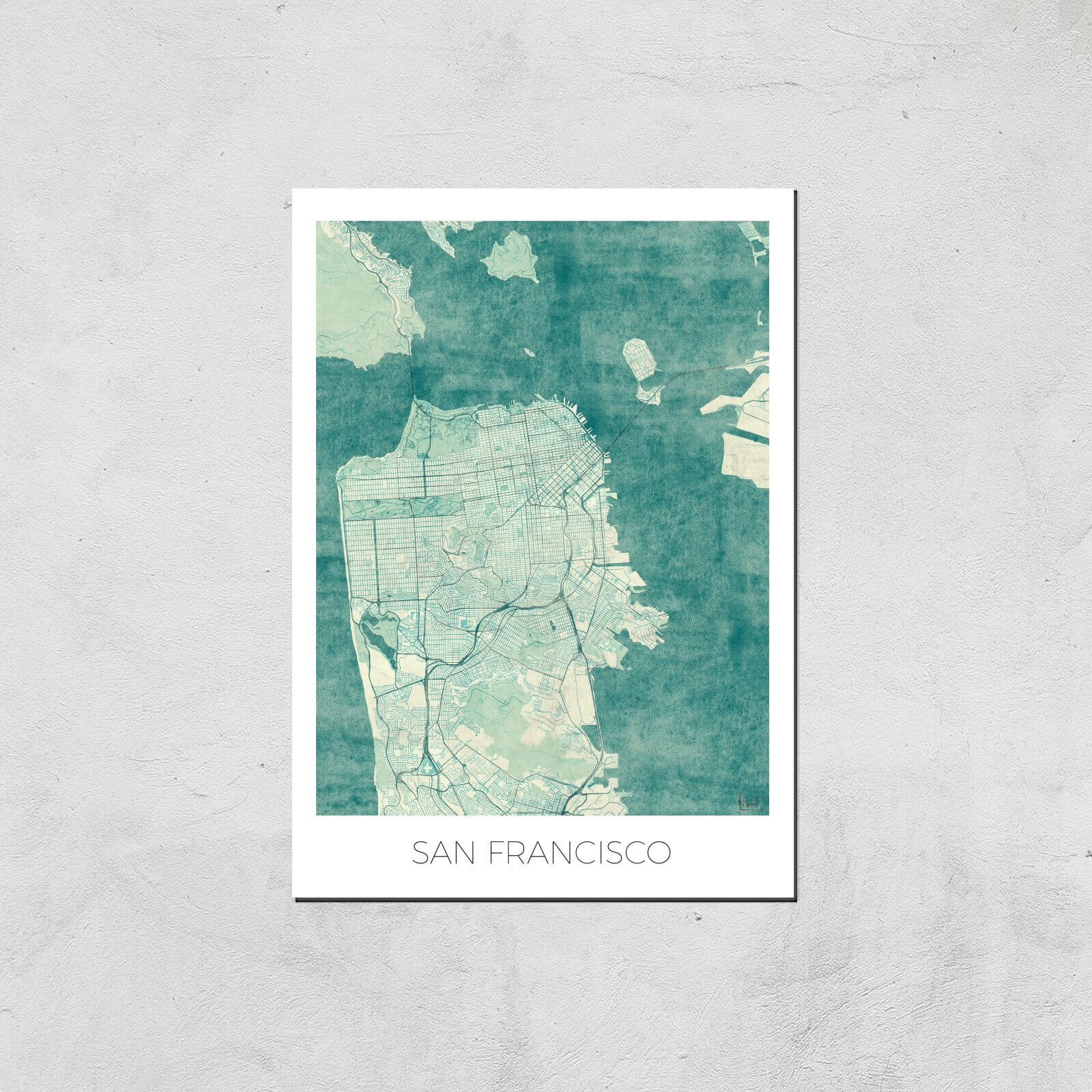 City Art Coloured San Francisco Map Art Print - A4 - Print Only
