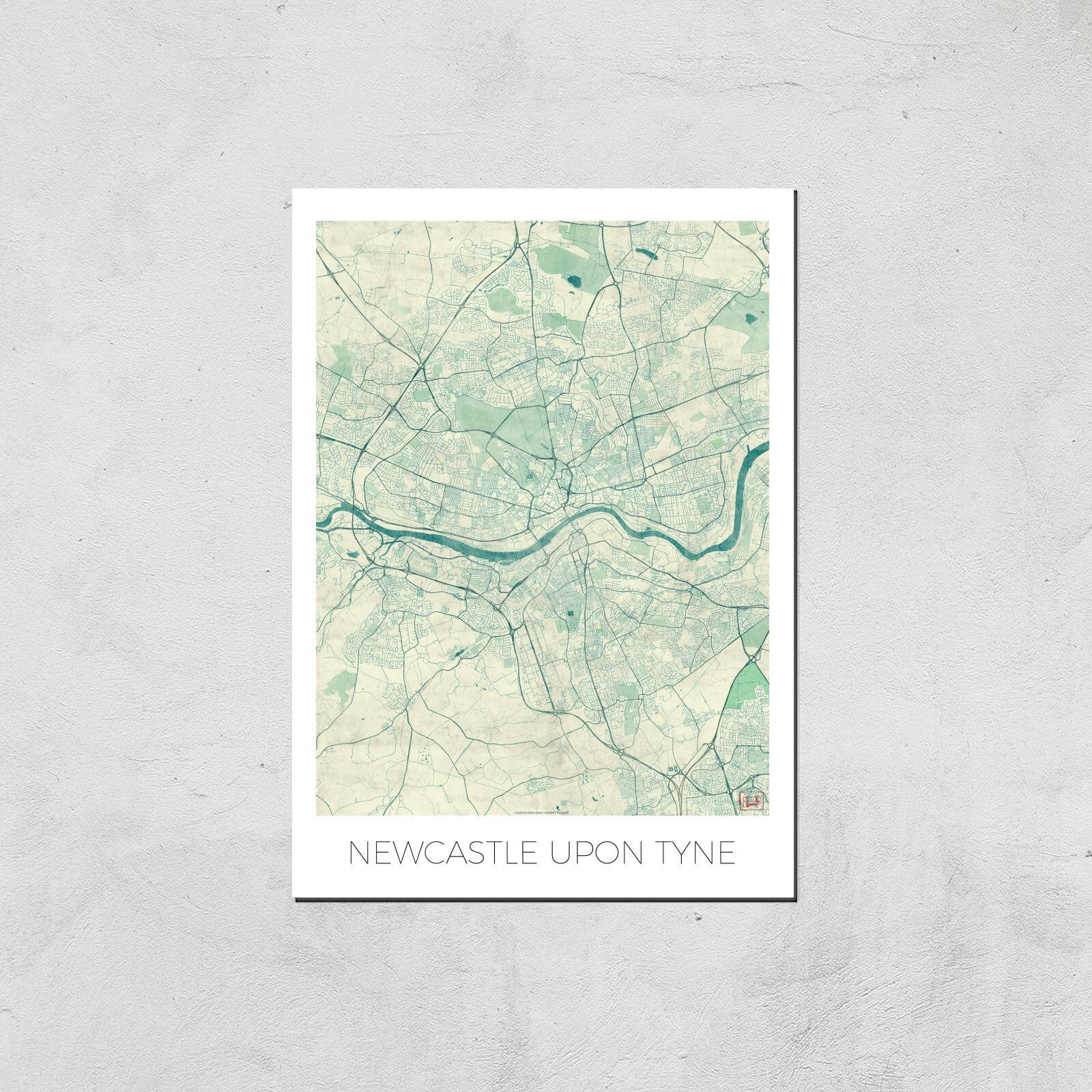 City Art Coloured Newcastle Map Art Print - A3 - Print Only