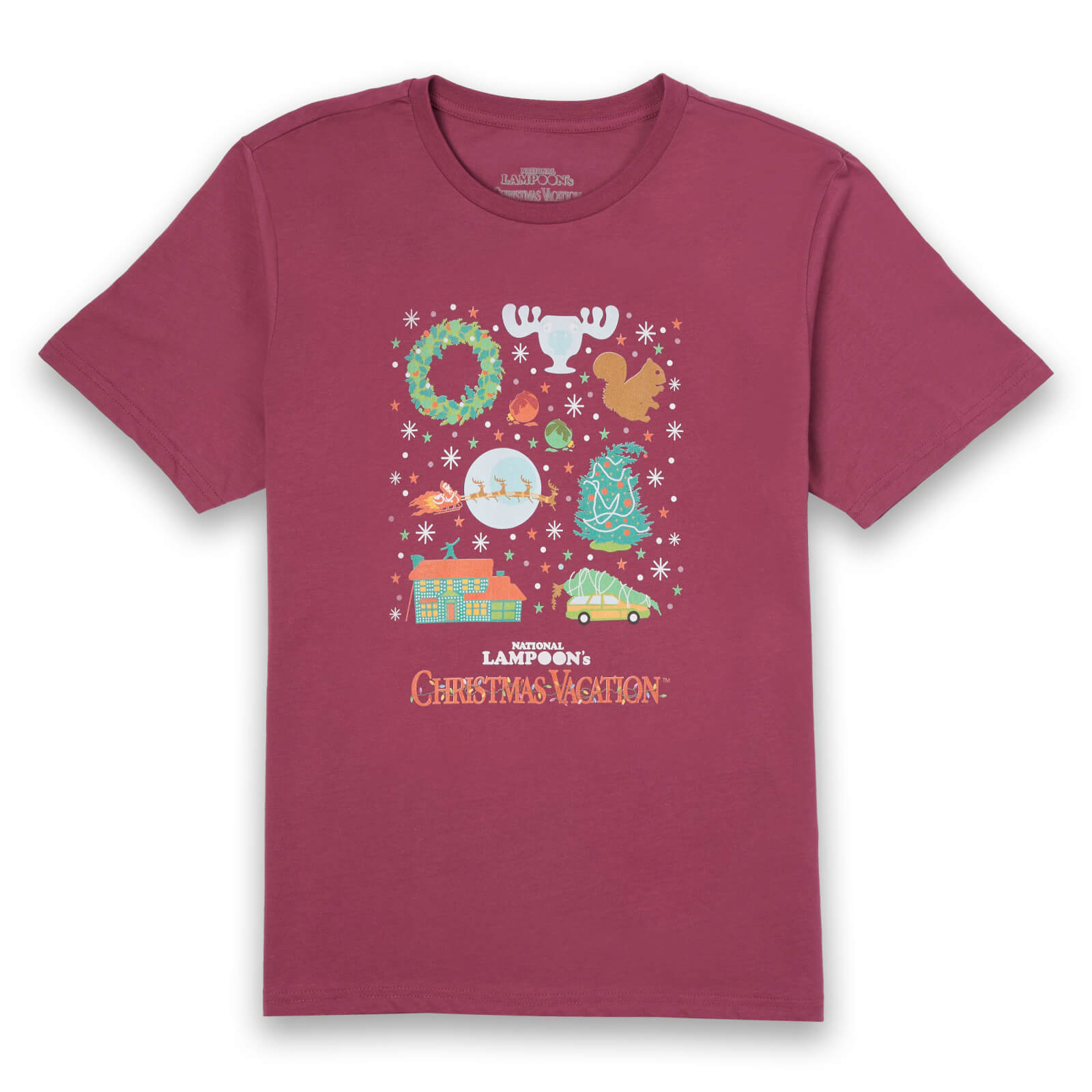 National Lampoon Griswold Christmas Starter Pack Men's Christmas T-Shirt - Burgundy - XL