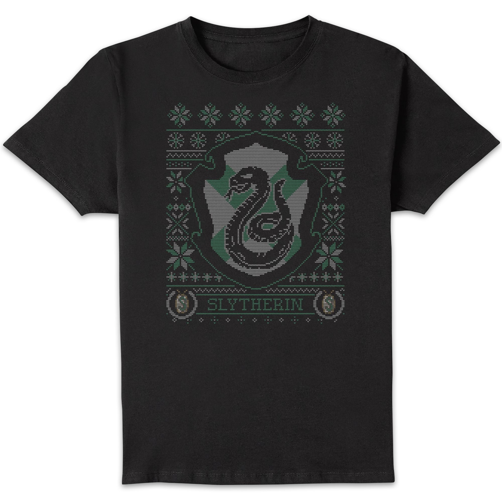Harry Potter Slytherin Crest Men's Christmas T-Shirt - Black - S