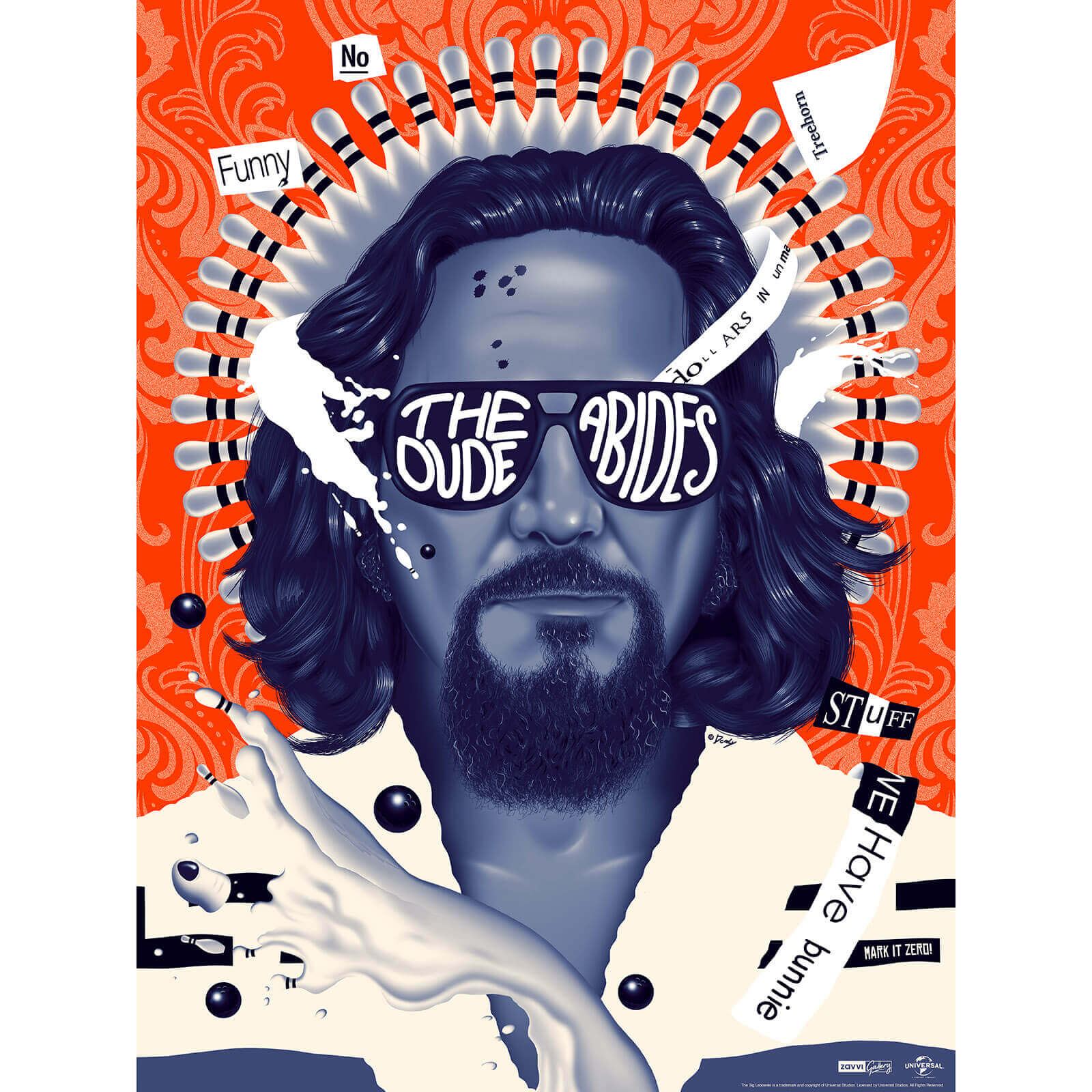 Sérigraphie 20e Anniversaire de The Big Lebowski « The Dude Abides » 46 x 61 cm par Doaly – Édition Limitée Exclusive Zavvi