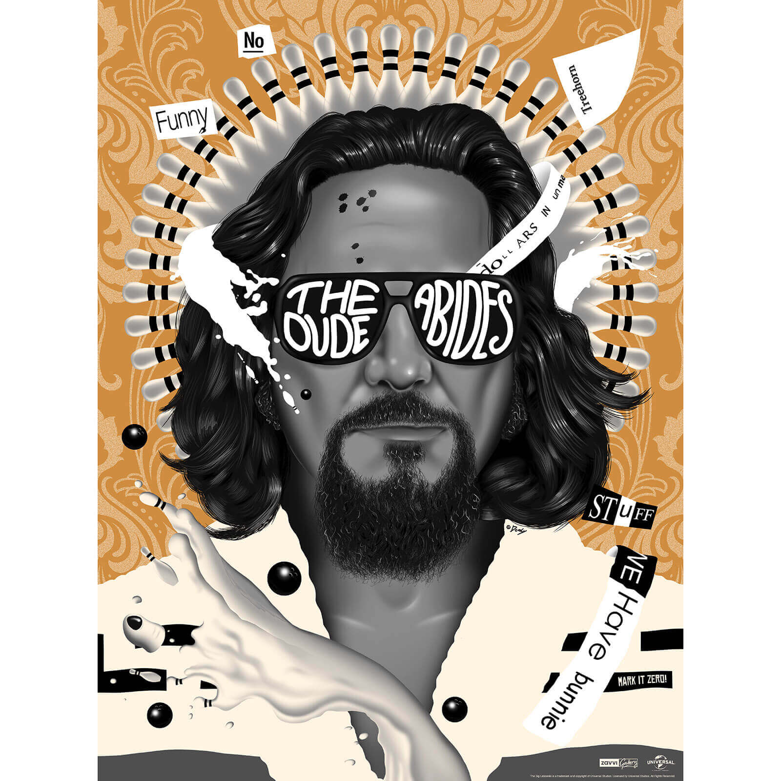 Big Lebowski  The Dude Abides  Variant Screenprint by Doaly - Zavvi Exclusive
