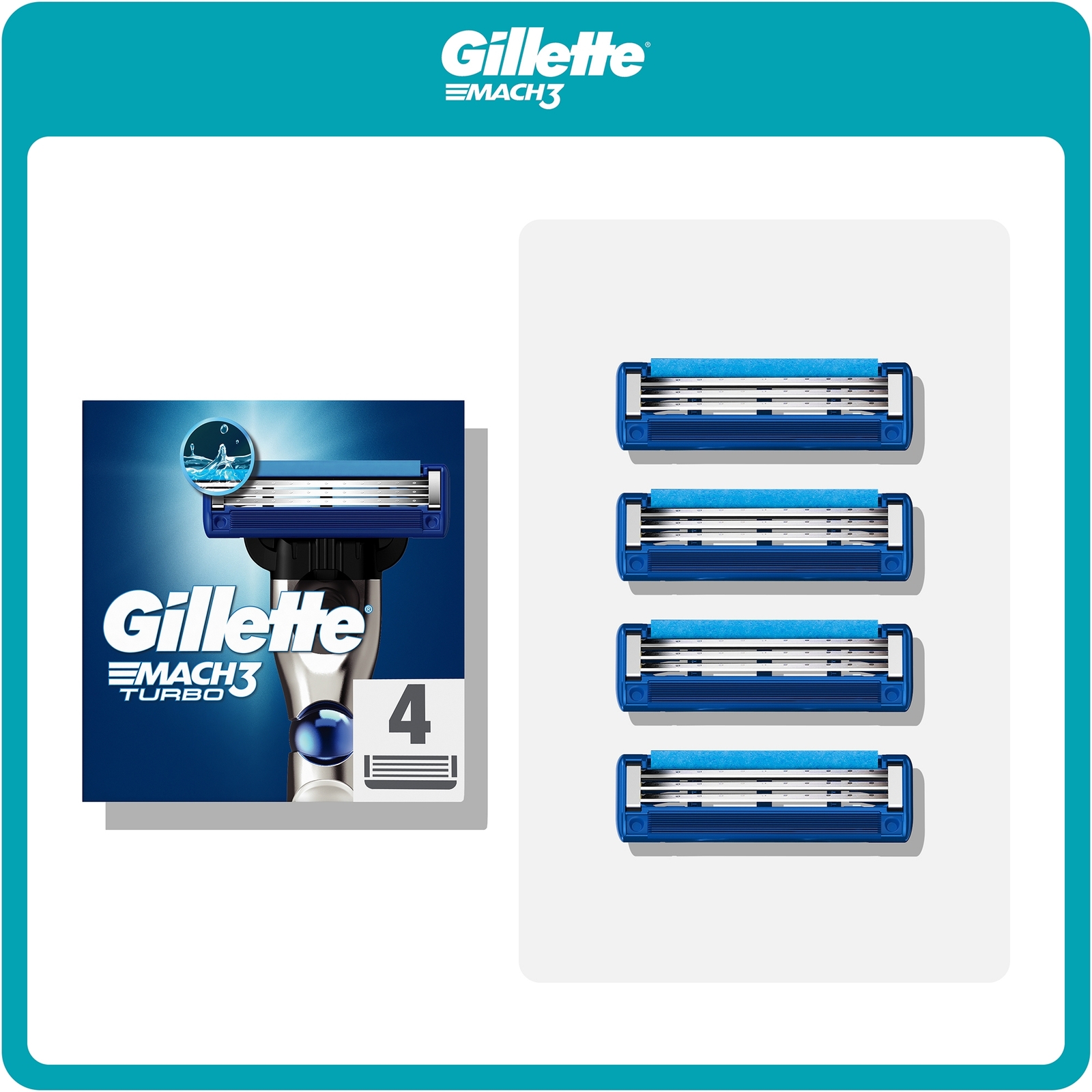 Gillette Mach3 Turbo 3D Razor Blades - 4 Pack