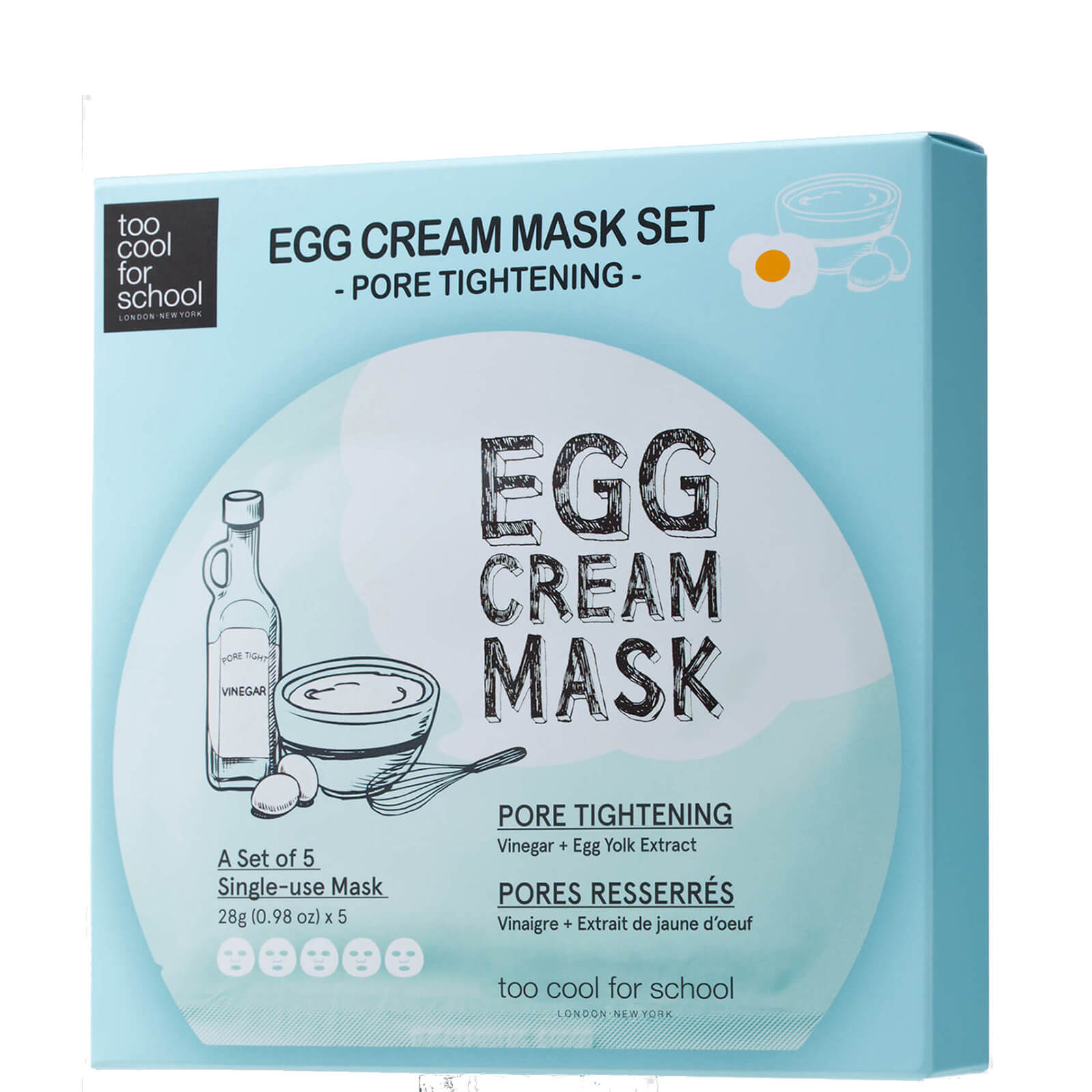 

Too Cool For School Egg Cream Pore Tightening Mask Set (5 Masks)