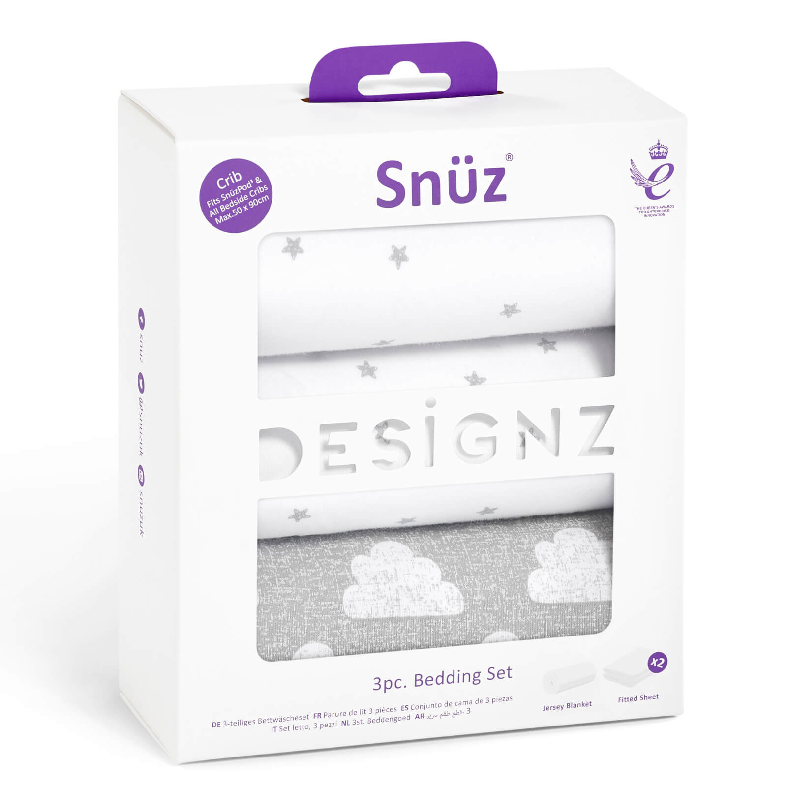 Snuz 3 Piece Bedside Crib Bedding Set - Cloud Nine