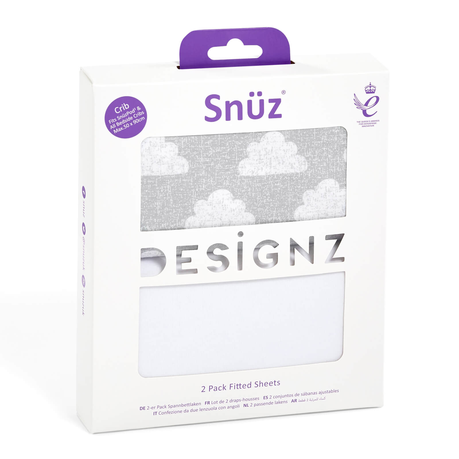 Snuz Bedside Crib 2 Pack Fitted Sheets - Cloud Nine