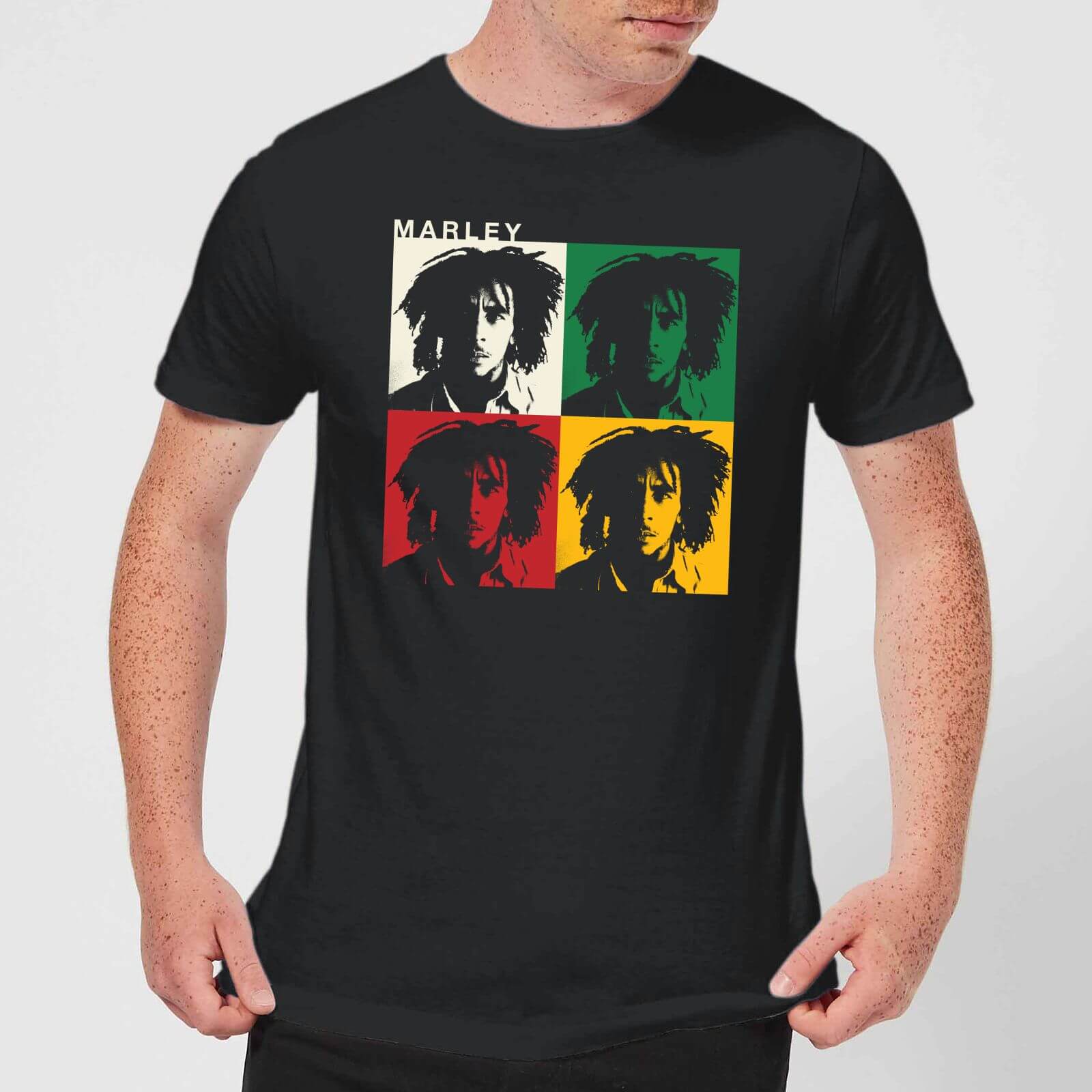 Bob Marley Faces Men's T-Shirt - Black - XS - Black