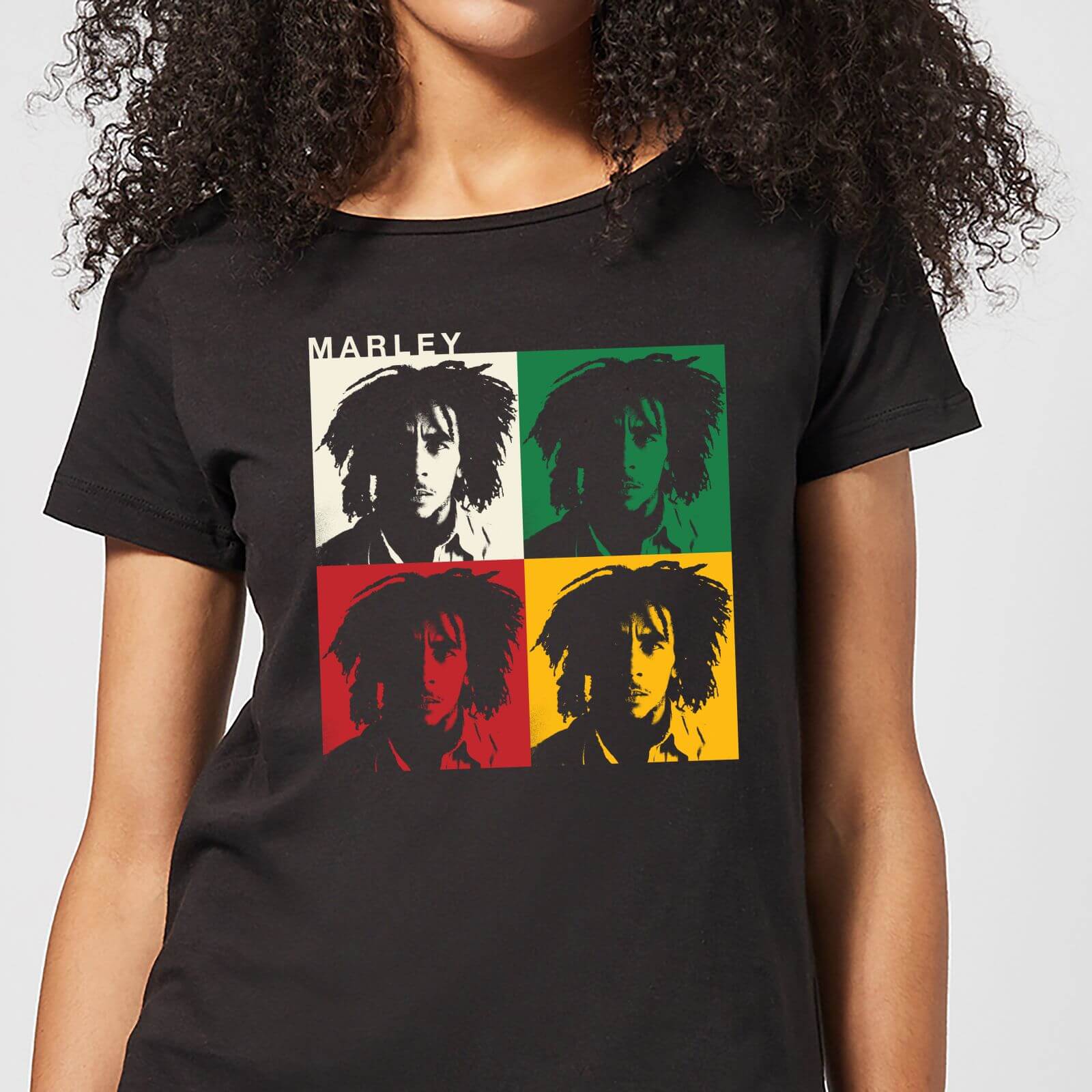 Bob Marley Faces Damen T-Shirt - Schwarz - S - Schwarz