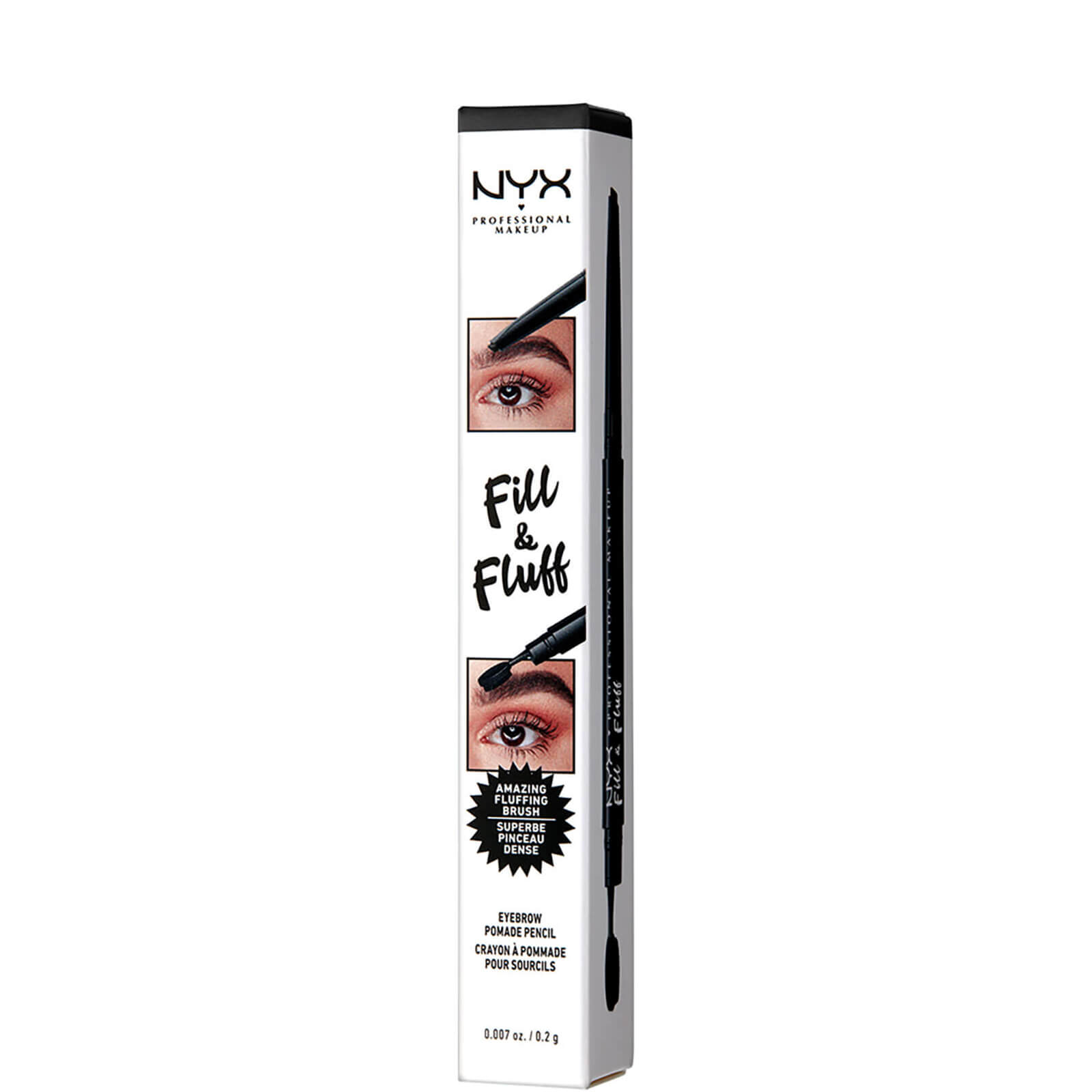 NYX Professional Makeup Fill and Fluff Eyebrow Pomade Pencil 0.2g (Various Shades) - Black