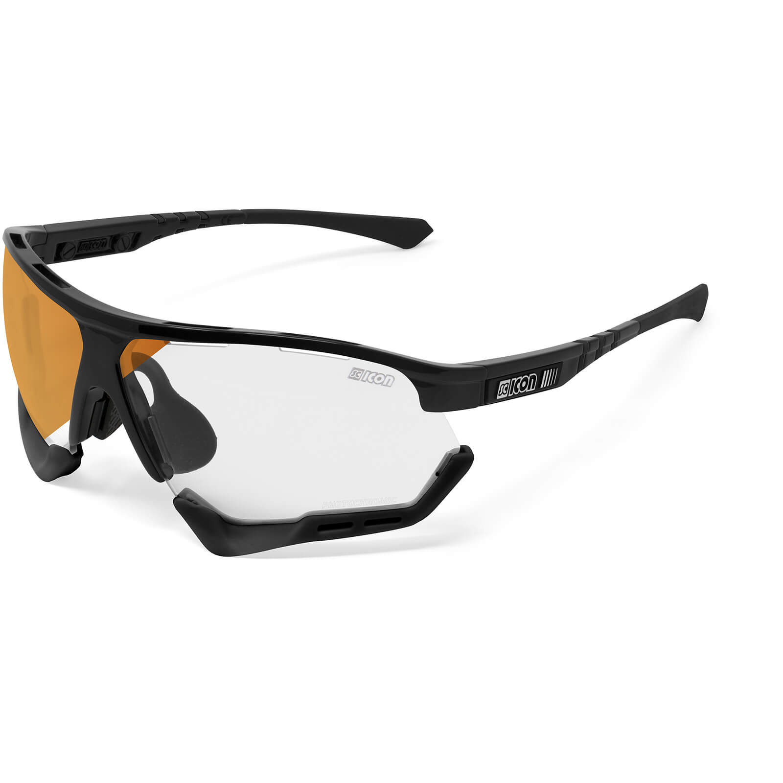 Scicon Aerocomfort XL Sunglasses SCN-XT Photochromic Bronze Mirror Lens - Black Gloss Frame