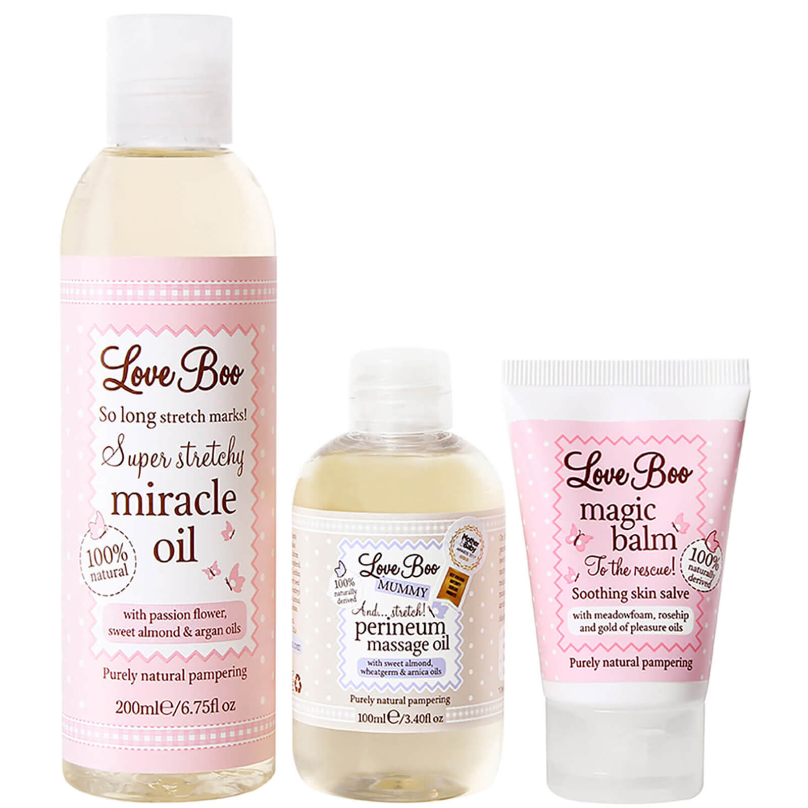 Love Boo Mum-to-be Survival Kit including 200ml Miracle Oil, Perineum Oil and Magic Balm
