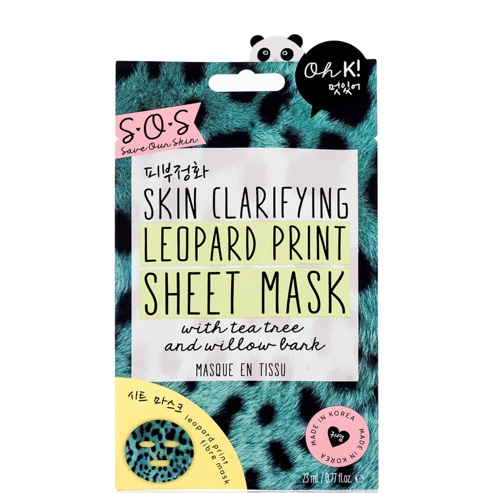 oh k! sos printed leopard clarifying print sheet mask 23ml