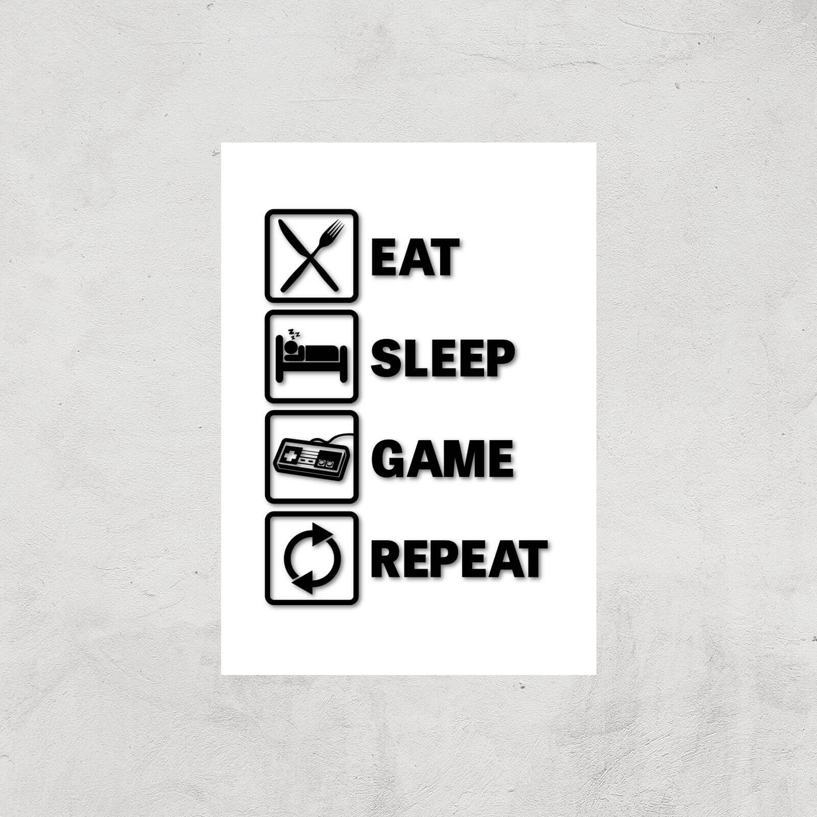 Eat Sleep Game Repeat Art Print - A3 - Print Only