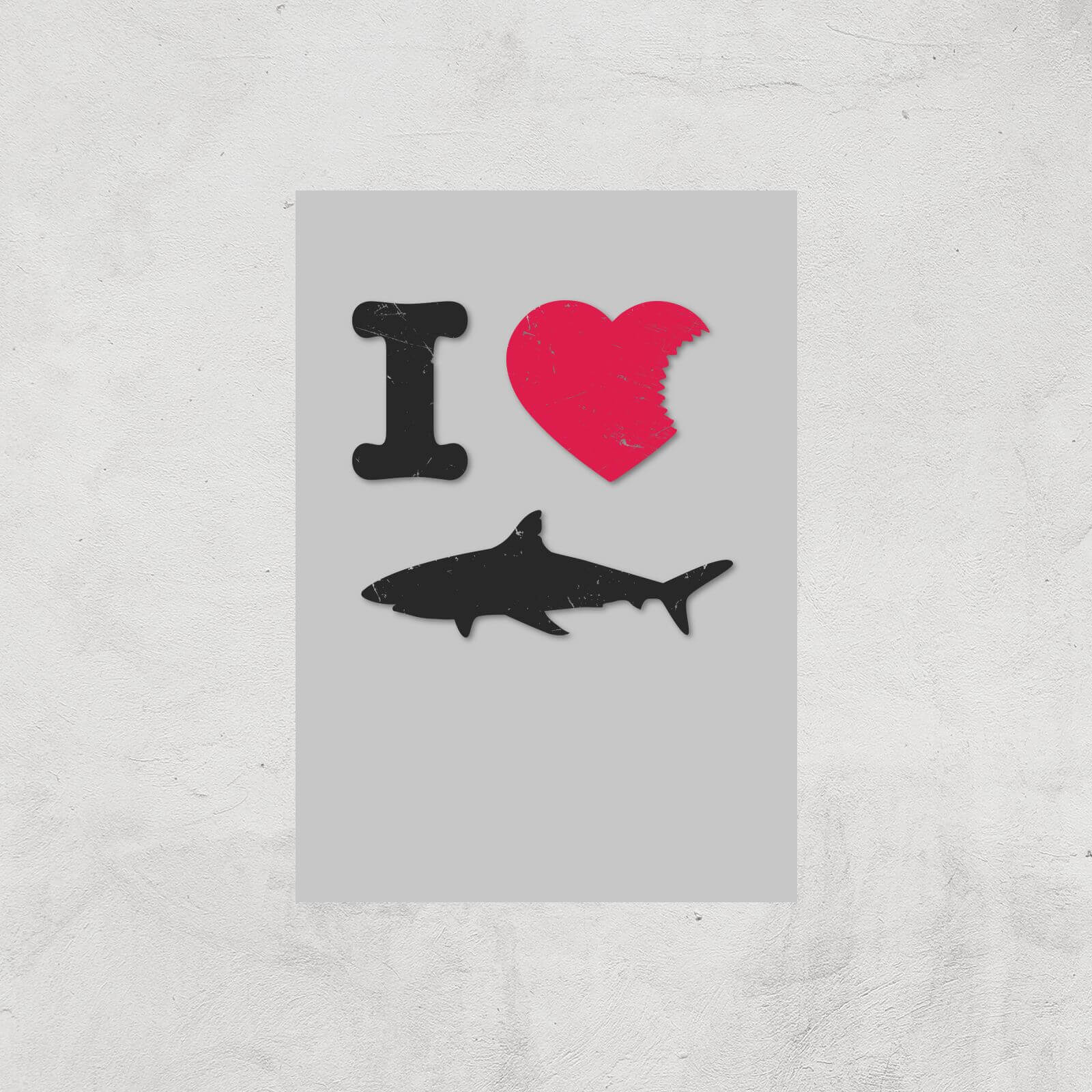 I Love Sharks Art Print - A3 - Print Only