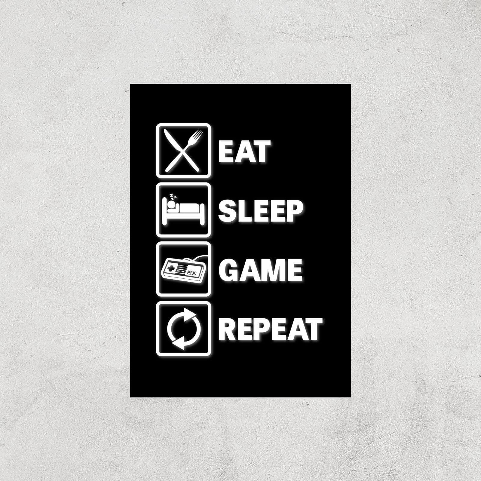 Eat Sleep Game Repeat Art Print - A4 - Print Only
