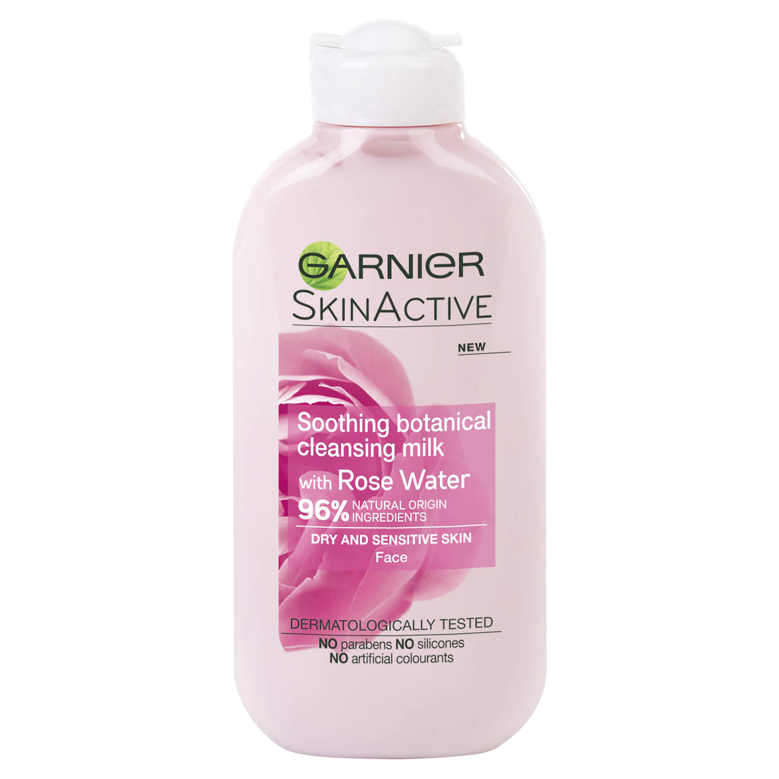 Image of Garnier Natural Rose Cleansing Milk and Makeup Remover for Sensitive Skin 200ml