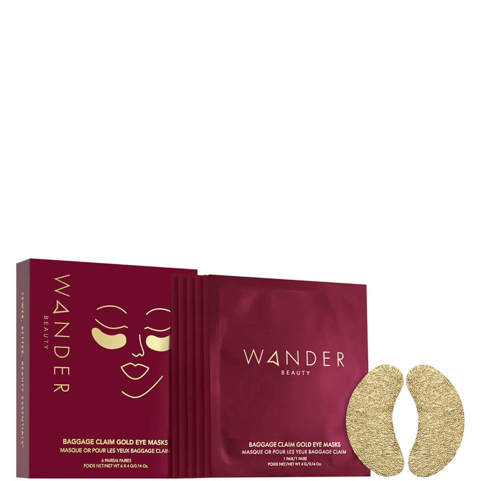WANDER BEAUTY WANDER BEAUTY BAGGAGE CLAIM EYE MASKS - GOLD (6 PAIR)