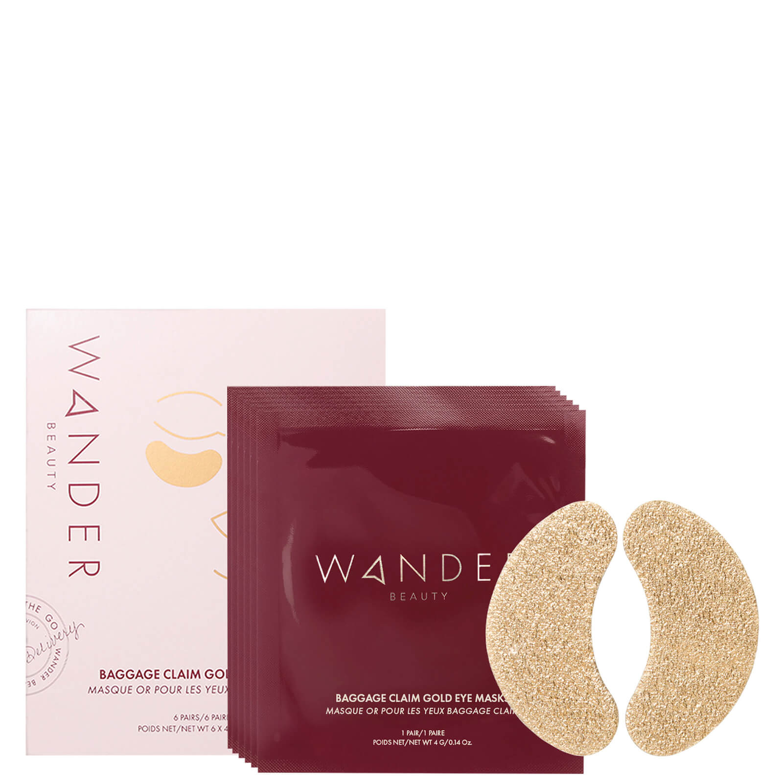 Image of Wander Beauty Baggage Claim Eye Masks (Pack of 6) - Gold
