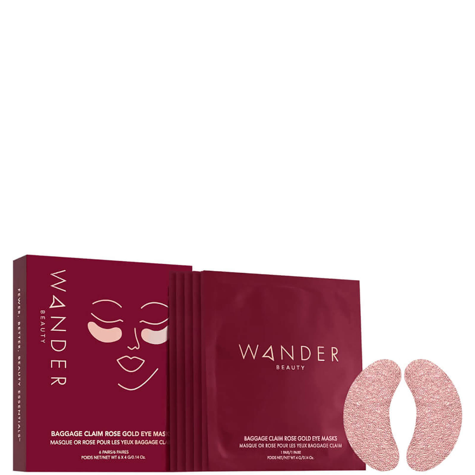WANDER BEAUTY WANDER BEAUTY BAGGAGE CLAIM EYE MASKS - ROSE GOLD (6 PAIR)