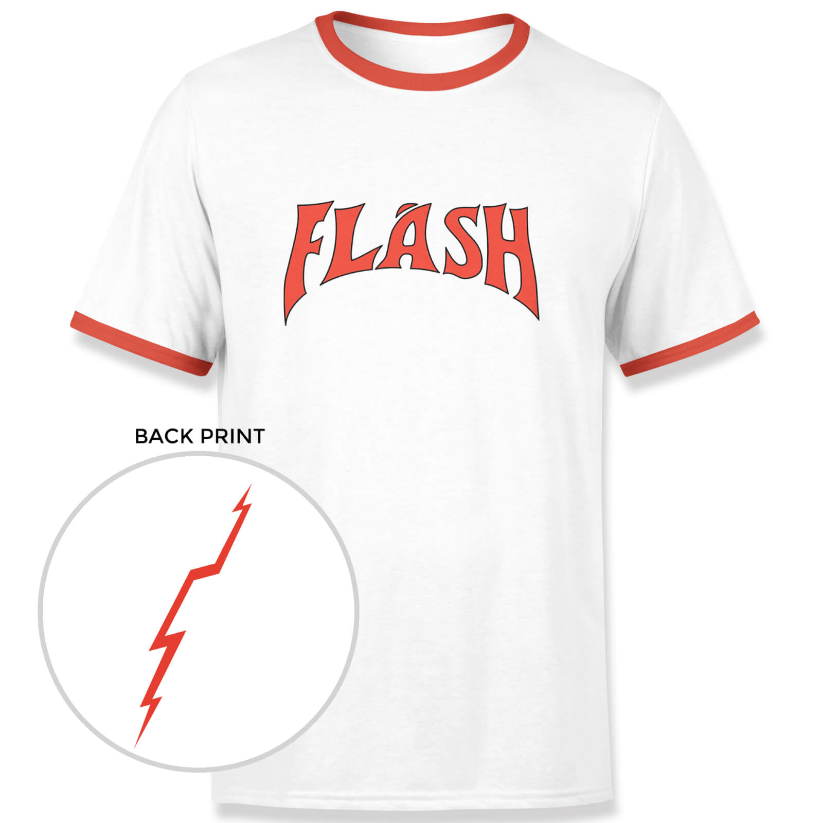 color blanco Camiseta para adulto Flash Gordon Flash Bolt Ringer