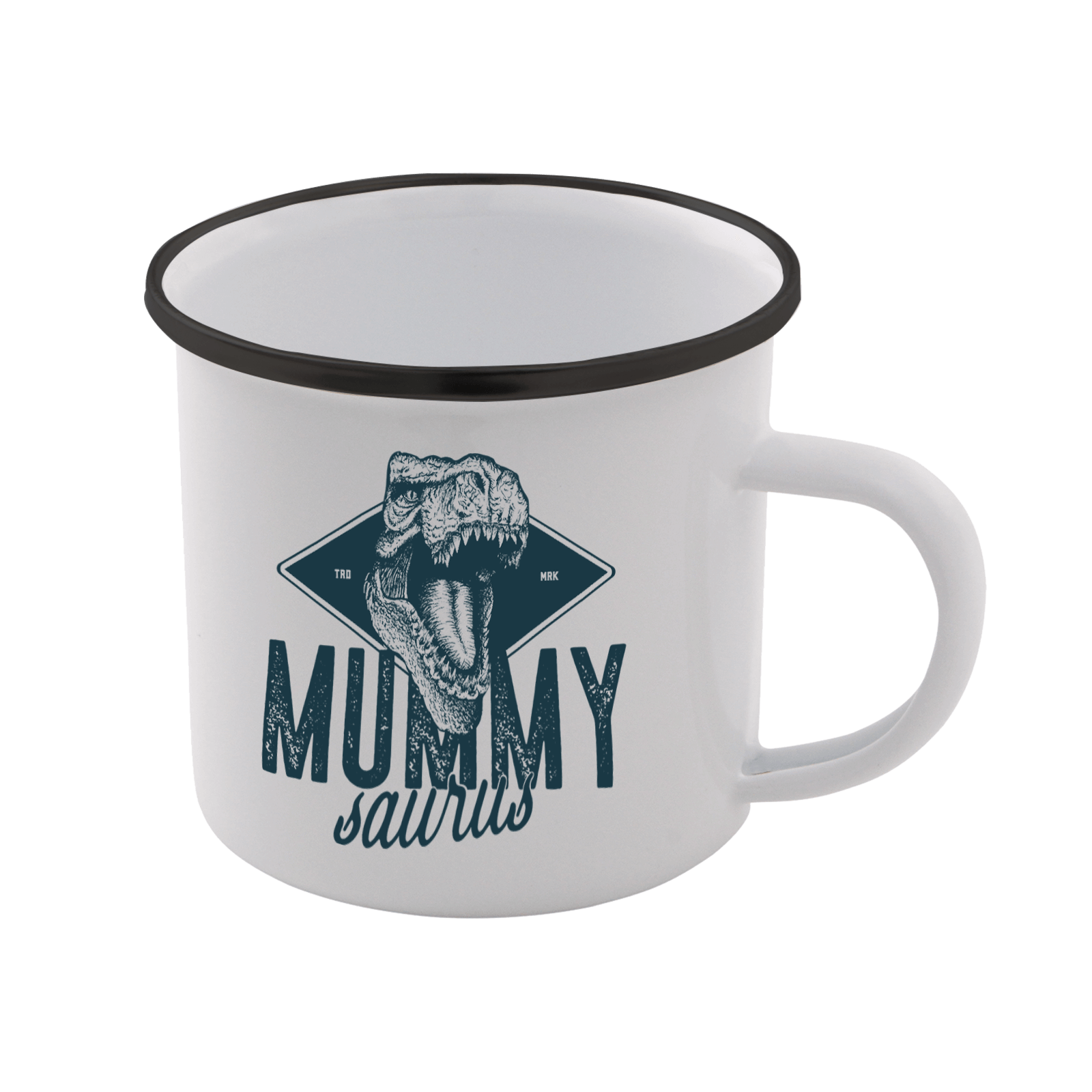 Mummy Saurus Enamel Mug - White
