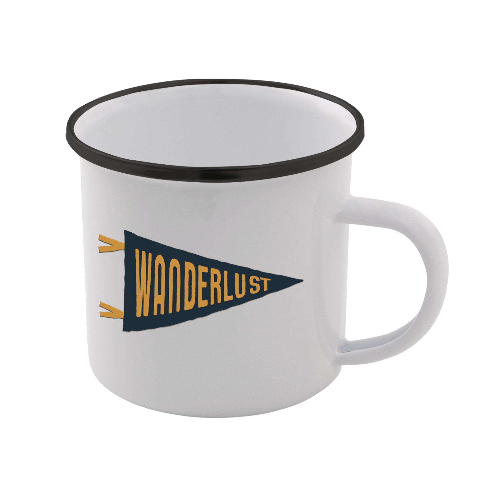 Wanderlust Enamel Mug – White