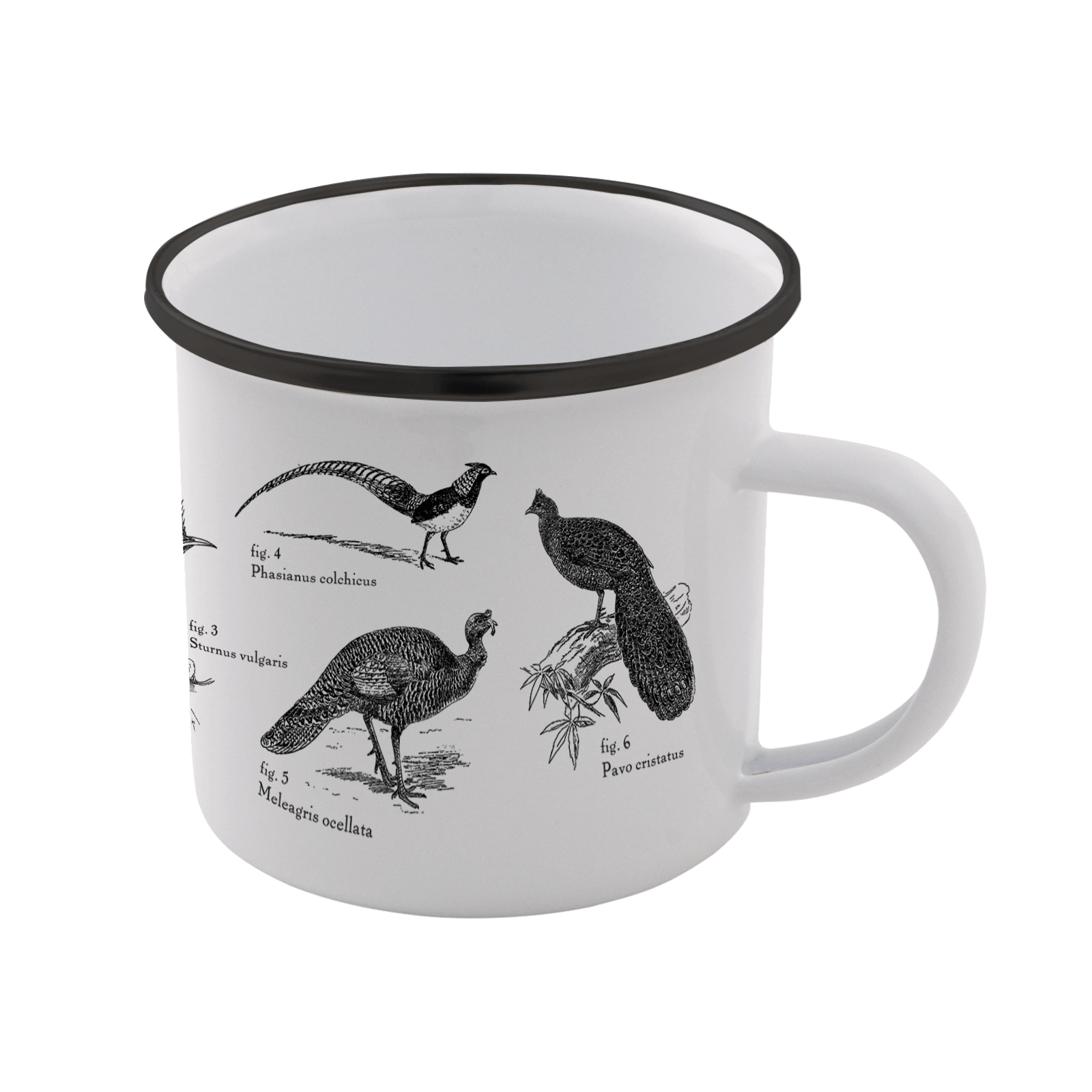 Birds Enamel Mug - White