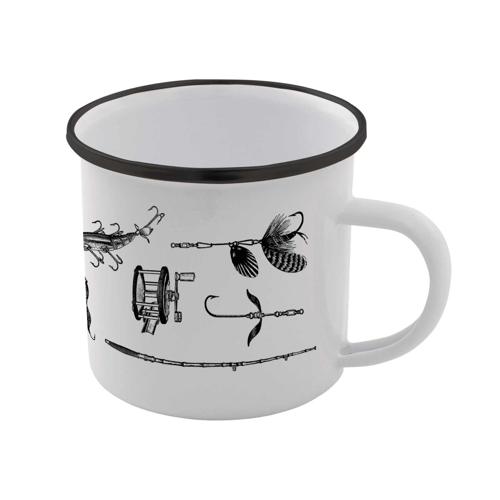 Fishing Enamel Mug – White