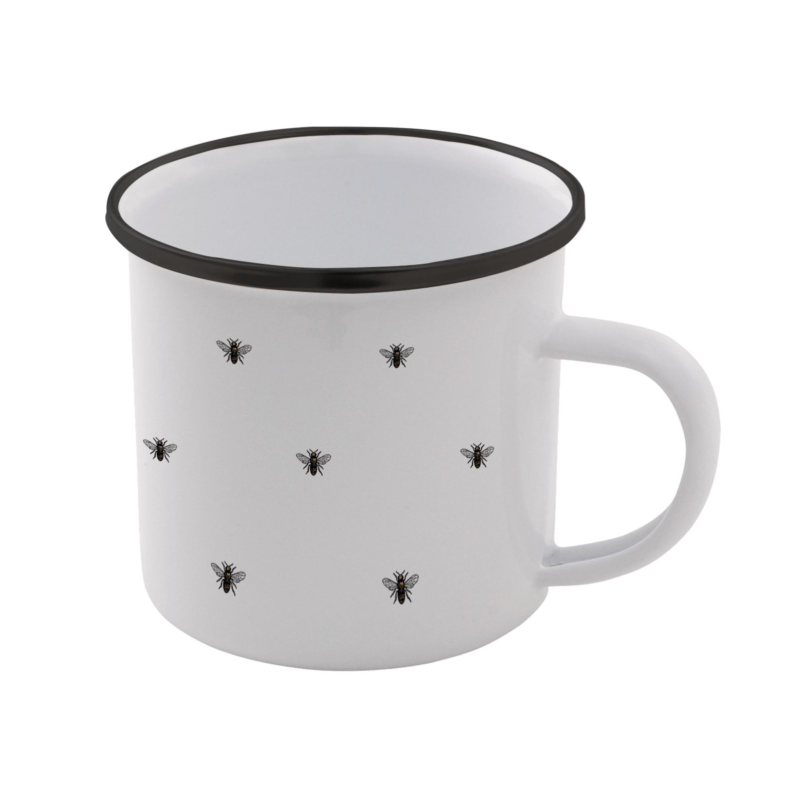 Bee Pattern Enamel Mug - White