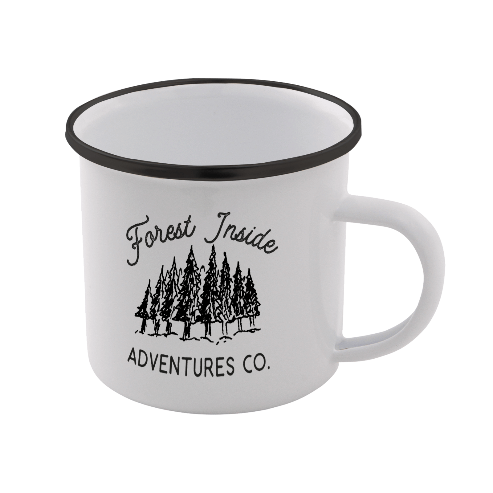 Forest Inside Adventures Co. Enamel Mug - White