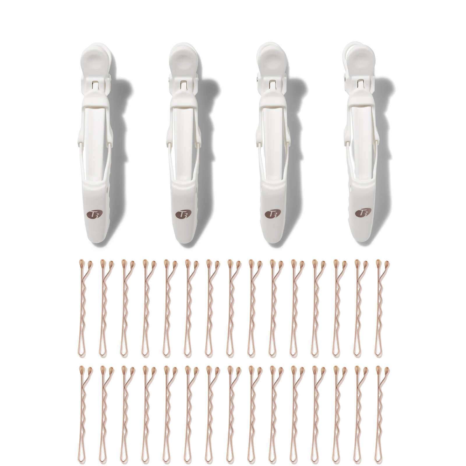 

T3 Clip Kit with 4 Alligator Clips and 30 Rose Gold Bobby Pins